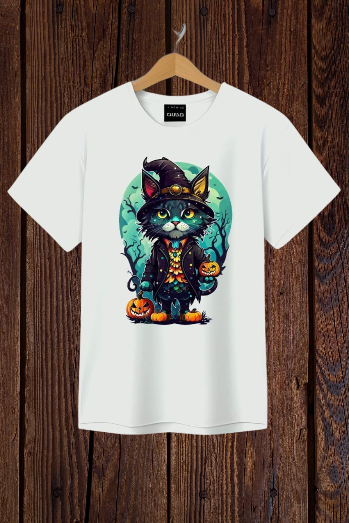 Wish BF Halloween Cat Baskılı Oversize T-shirt