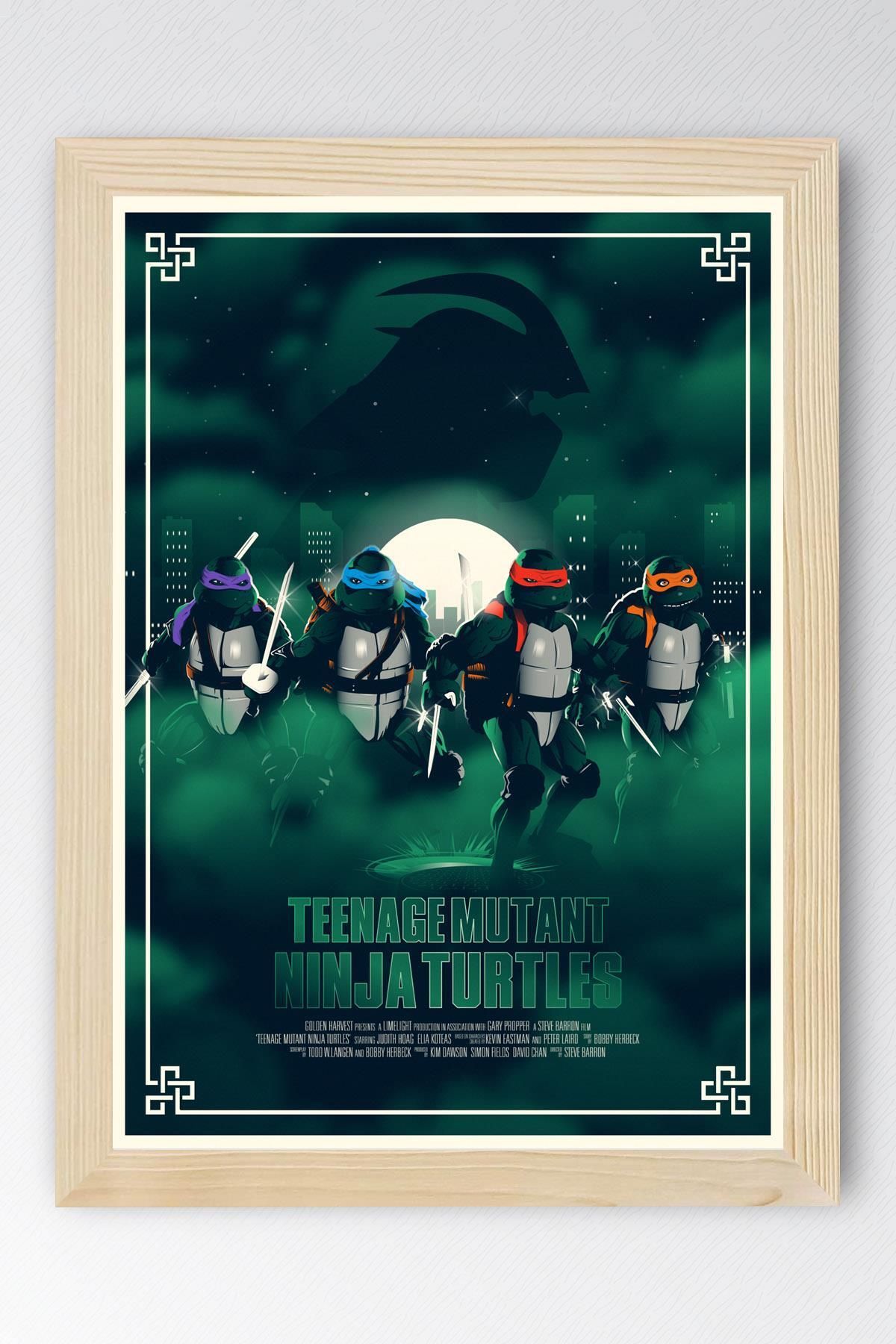 Saturn Ninja Kaplumbağalar Çerçeveli Tablo - Teenage Mutant Ninja Turtles Film Posteri Tablo