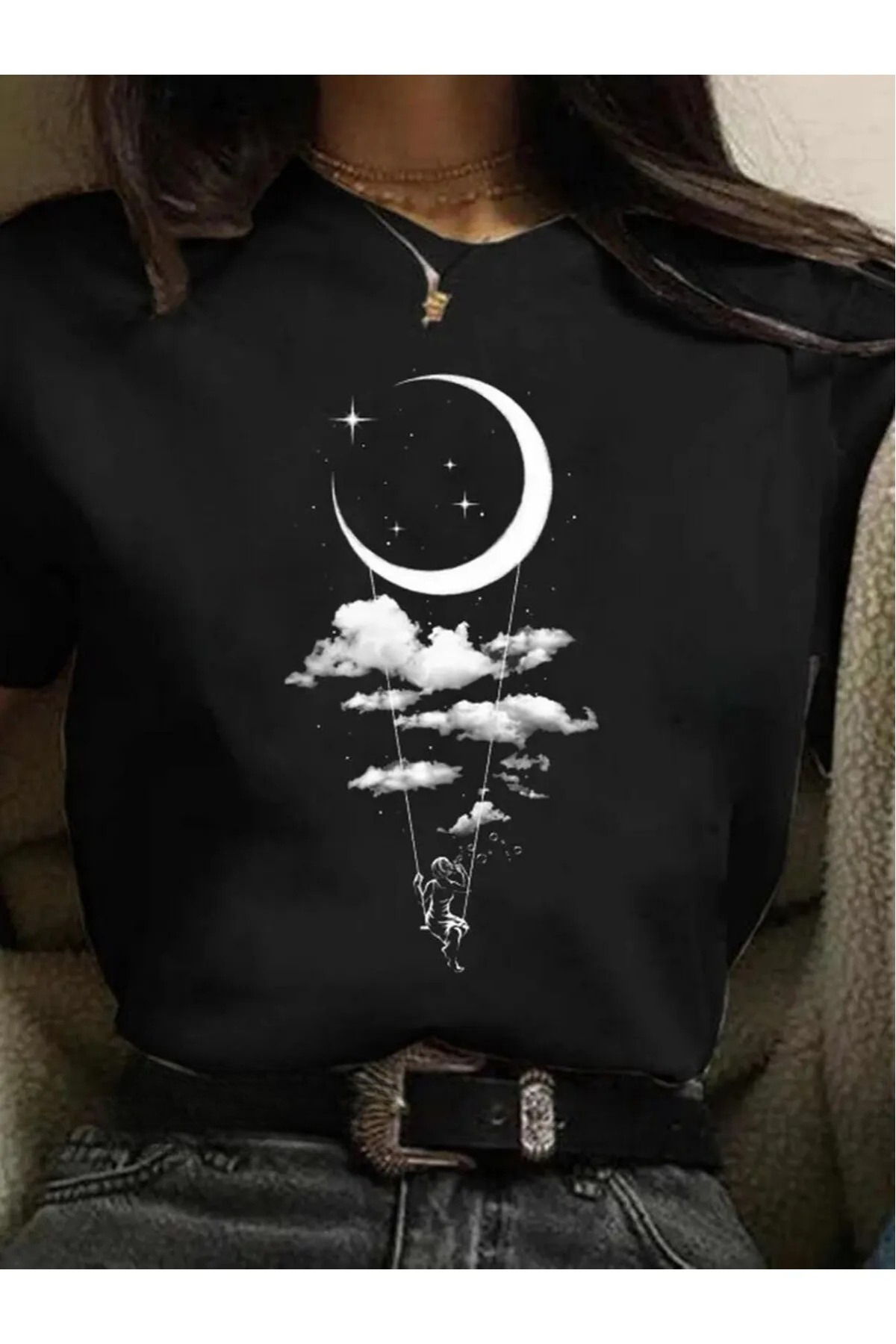 Wish BF Ženska majica sa smiješnim motivom devojke iz 90-ih, Moon Harajuku