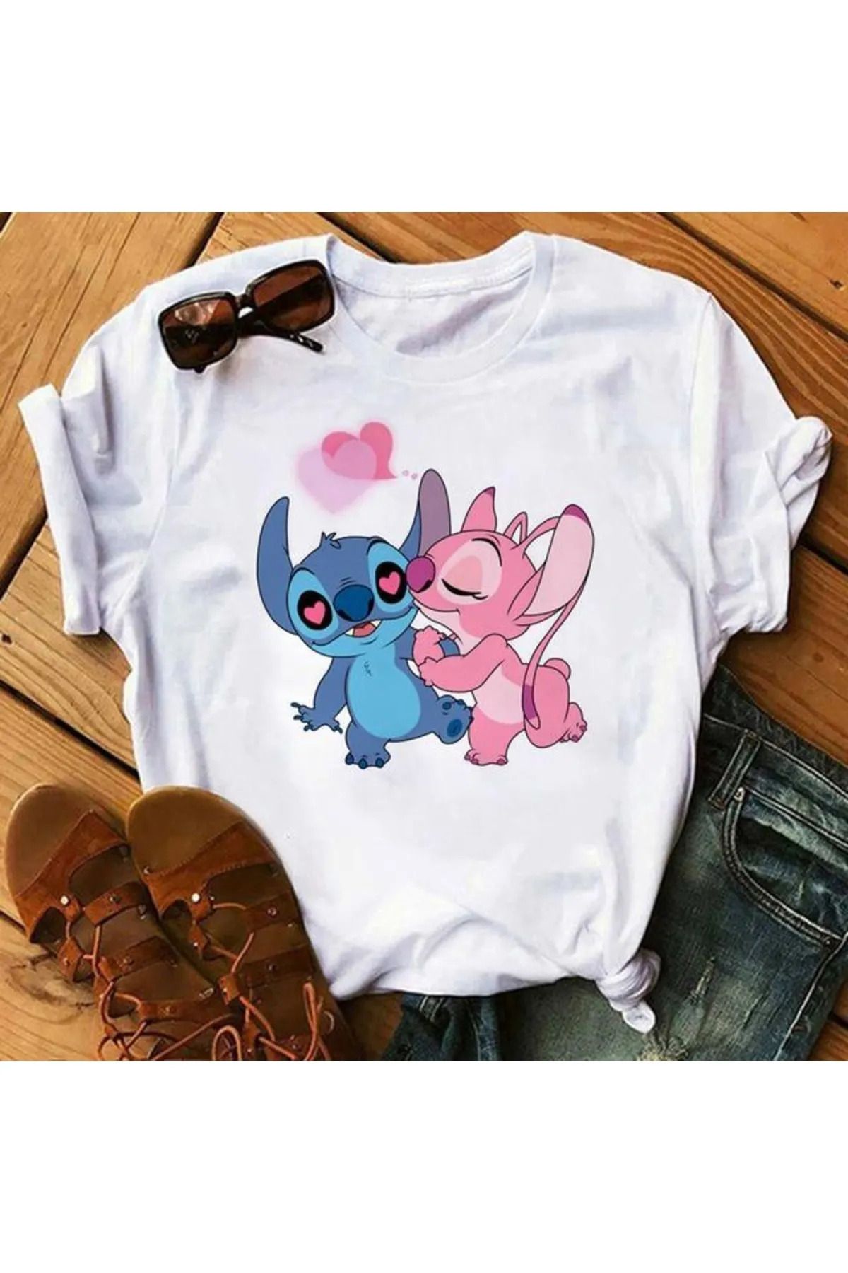 Wish BF Karikatür Ohana Lilo Tişört