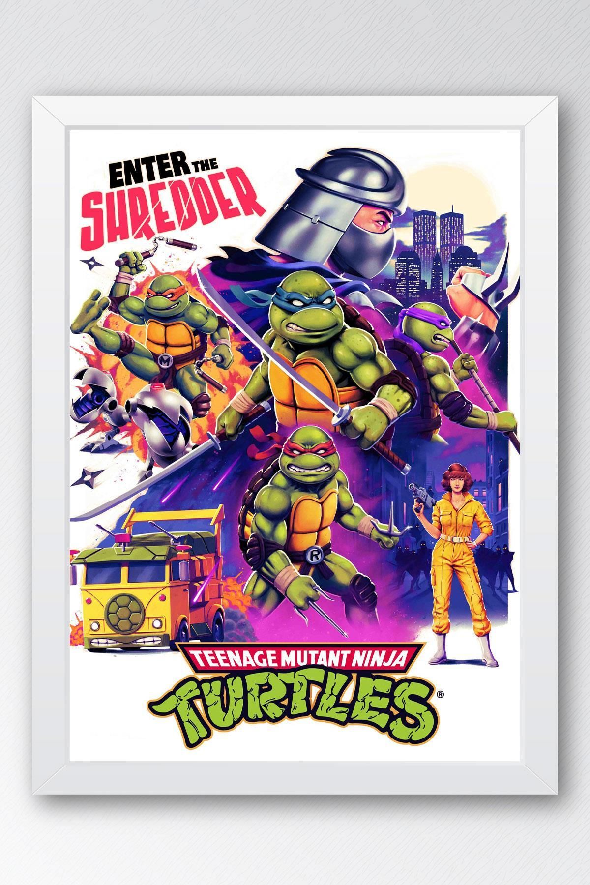 Saturn Ninja Kaplumbağalar Çerçeveli Tablo - Teenage Mutant Ninja Turtles Film Posteri Tablo