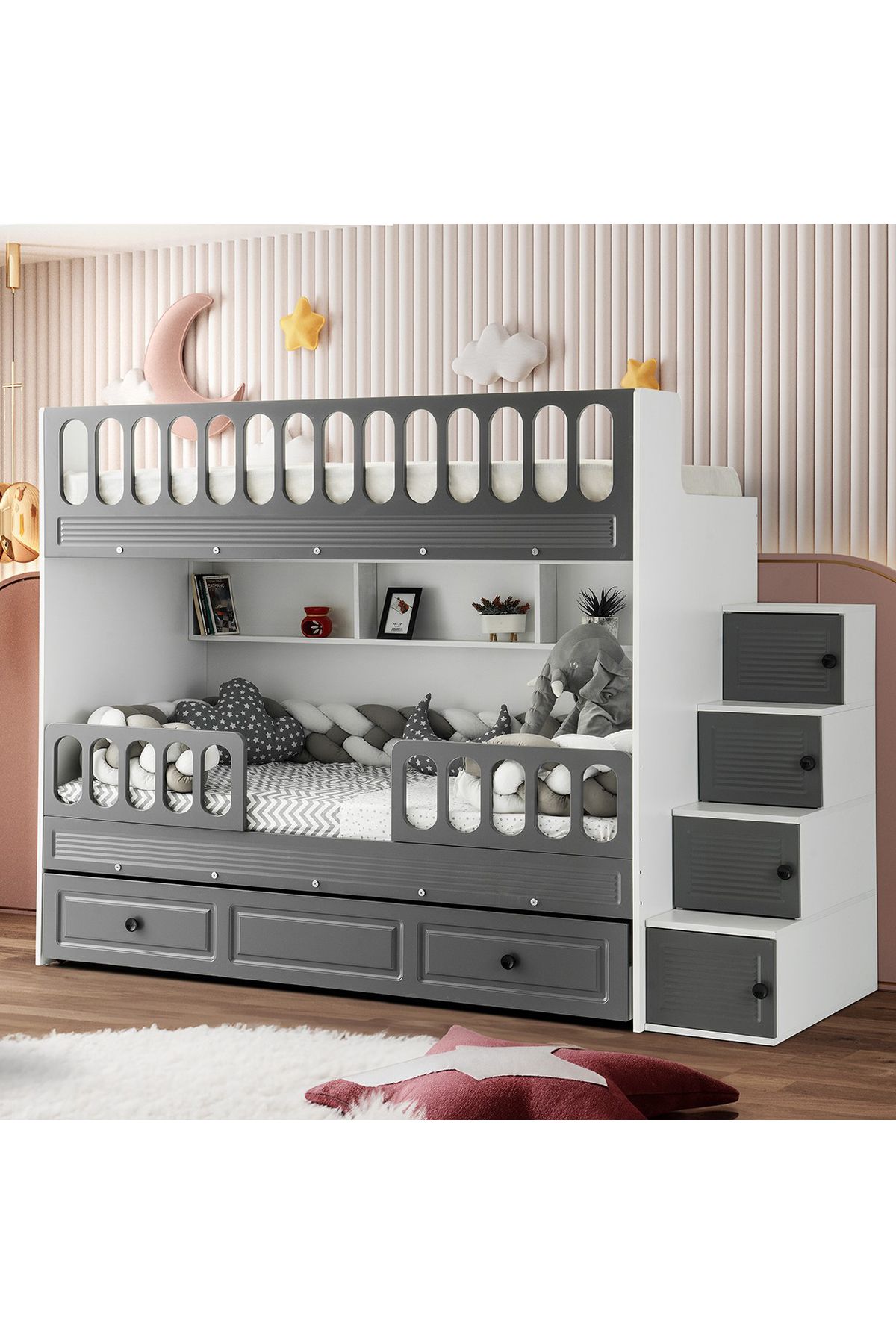 CSM MODULER MOBİLYA Panjur Yavrulu Ranza Çelik Destekli Membran Kaplama %100 MDF