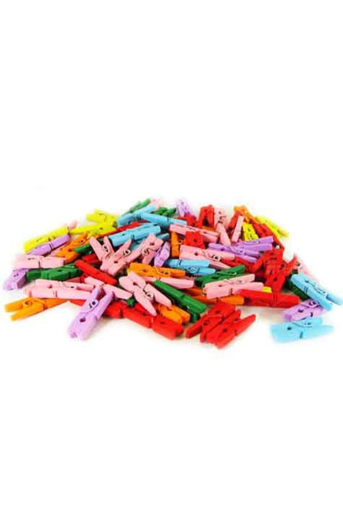 feifei Renkli Mini Ahşap Mandal (100 Adet)