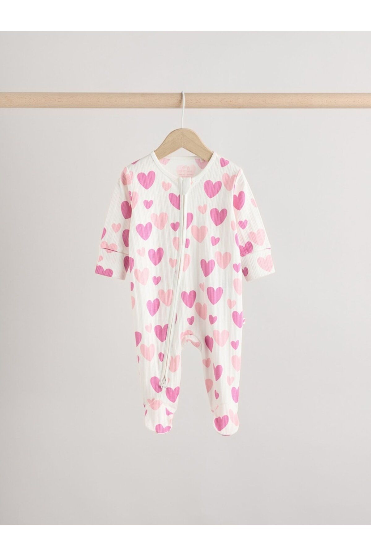 Next Baby-100% Cotton Pink Heart Double Zipper 3-Piece Jumpsuit Set 5