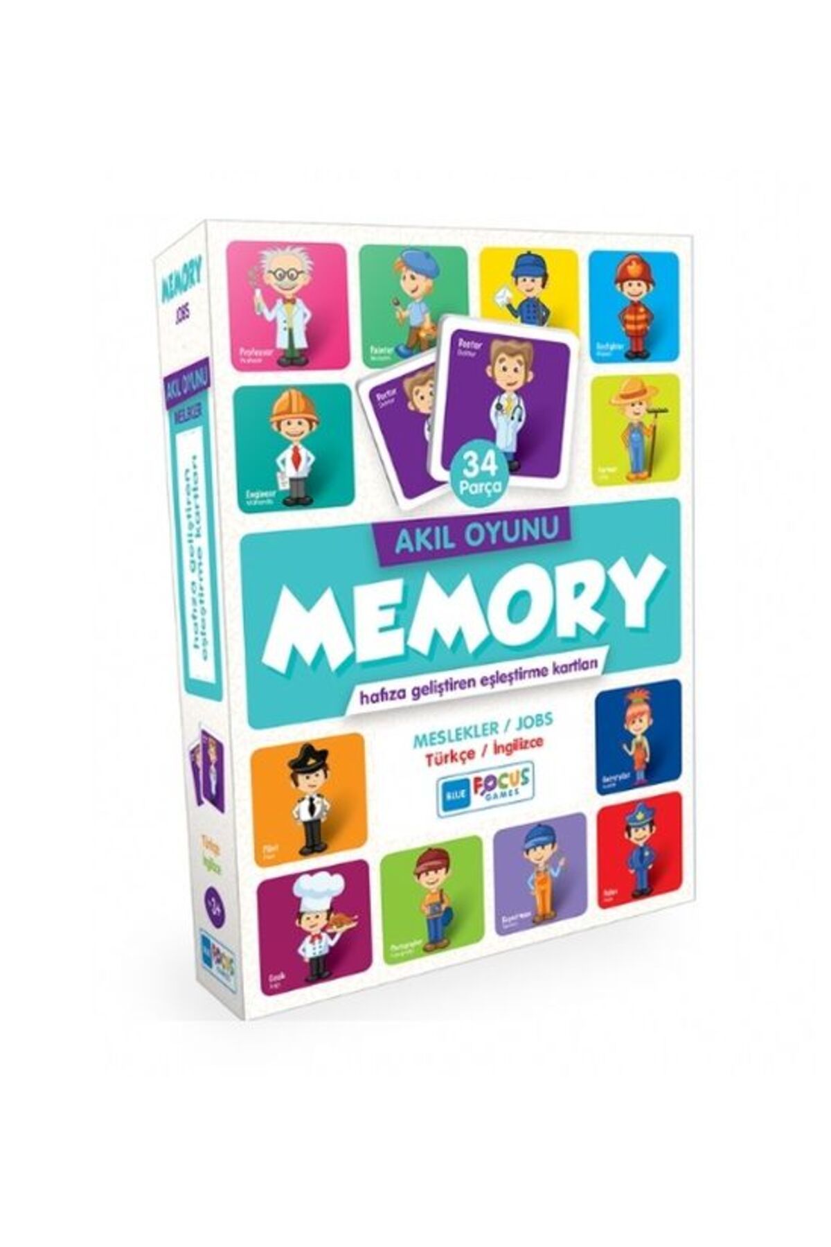 Karma Kitaplar Blue Focus Akıl Oyunu - Memory - Meslekler (Eşleştirme Kartı 34 Parça)