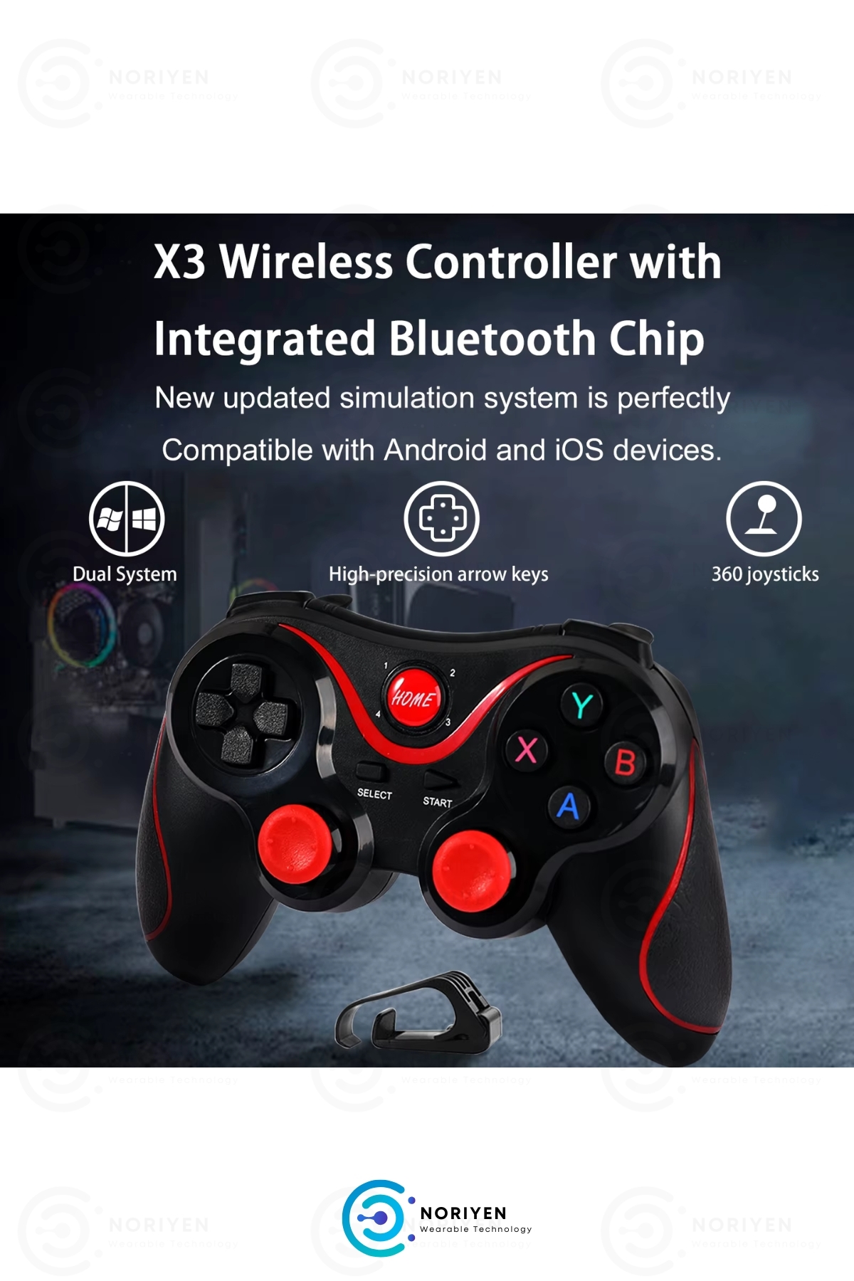 Yeni Nesil X3 iOS Android Akıllı TV Uyumlu Bluetooth Oyun Kolu Telefon Tutucu Stand Joystick Gamepad