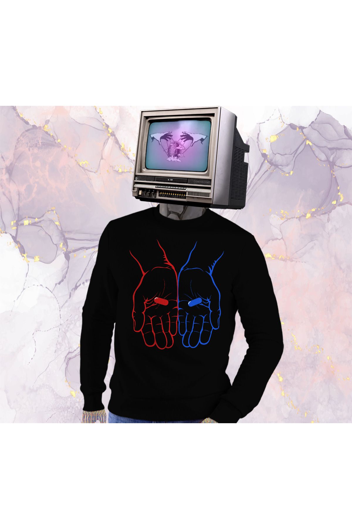 Güvenin Düşü Matrix - Kırmızı ve Mavi Hap - Sweatshirt