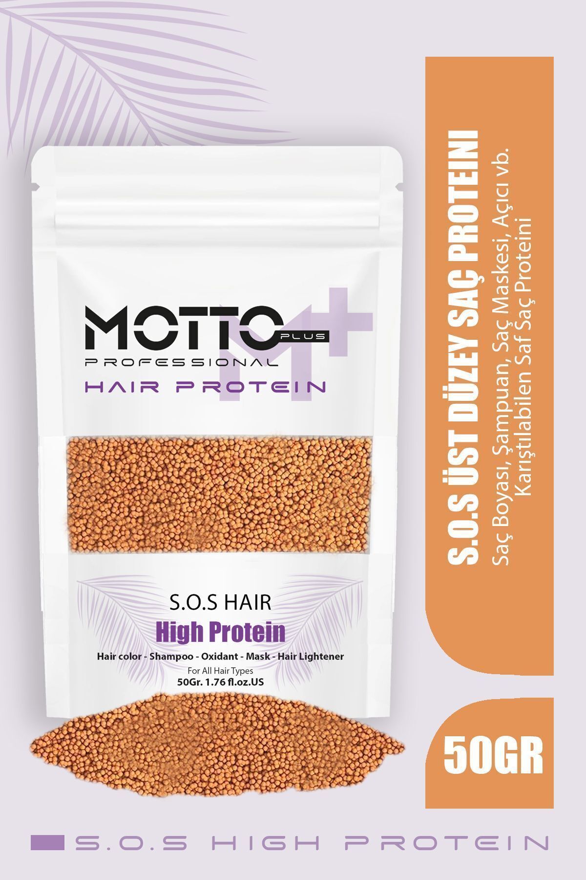 Motto Plus Professional Acil Kurtarma Saç Proteini Saç Boyama ve Renk Açma İşlemlerinde Yıpranmaya Karşı Etkili Formül 50gr