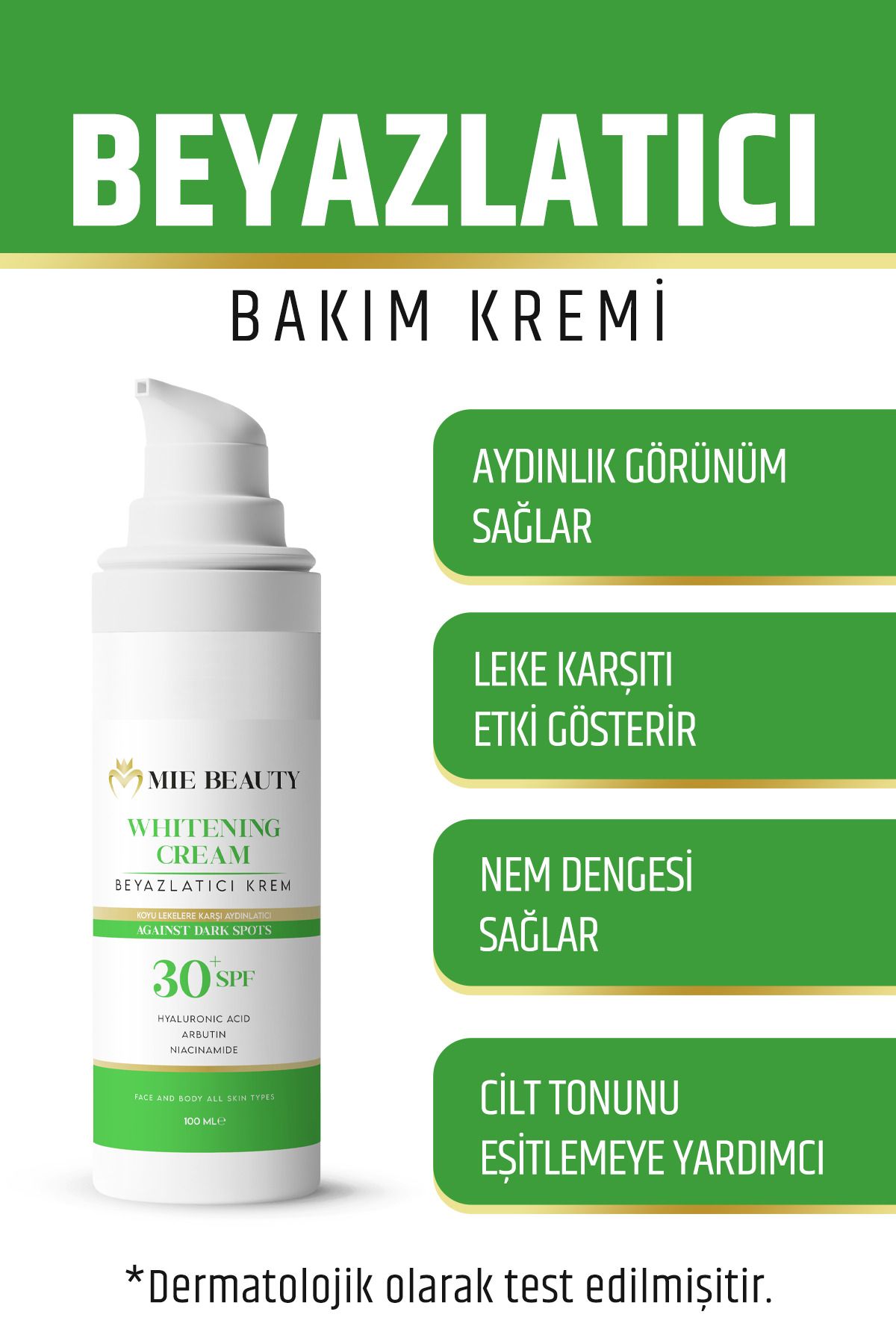 MİE BEAUTY Cilt Beyazlatıcı Aydınlatıcı Leke Karşıtı Bakım Kremi 100 ml