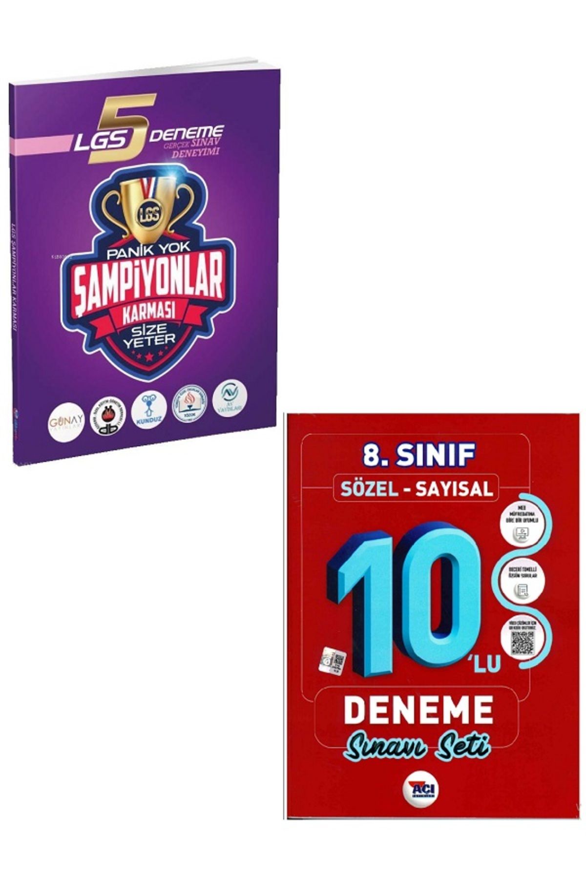 Açı Yayınları 8.Sınıf Şampiyonlar Karması Panik Yok LGS 5'Li Deneme + 8.Sınıf AÇI 10'Lu Deneme Seti - 2 KİTAP