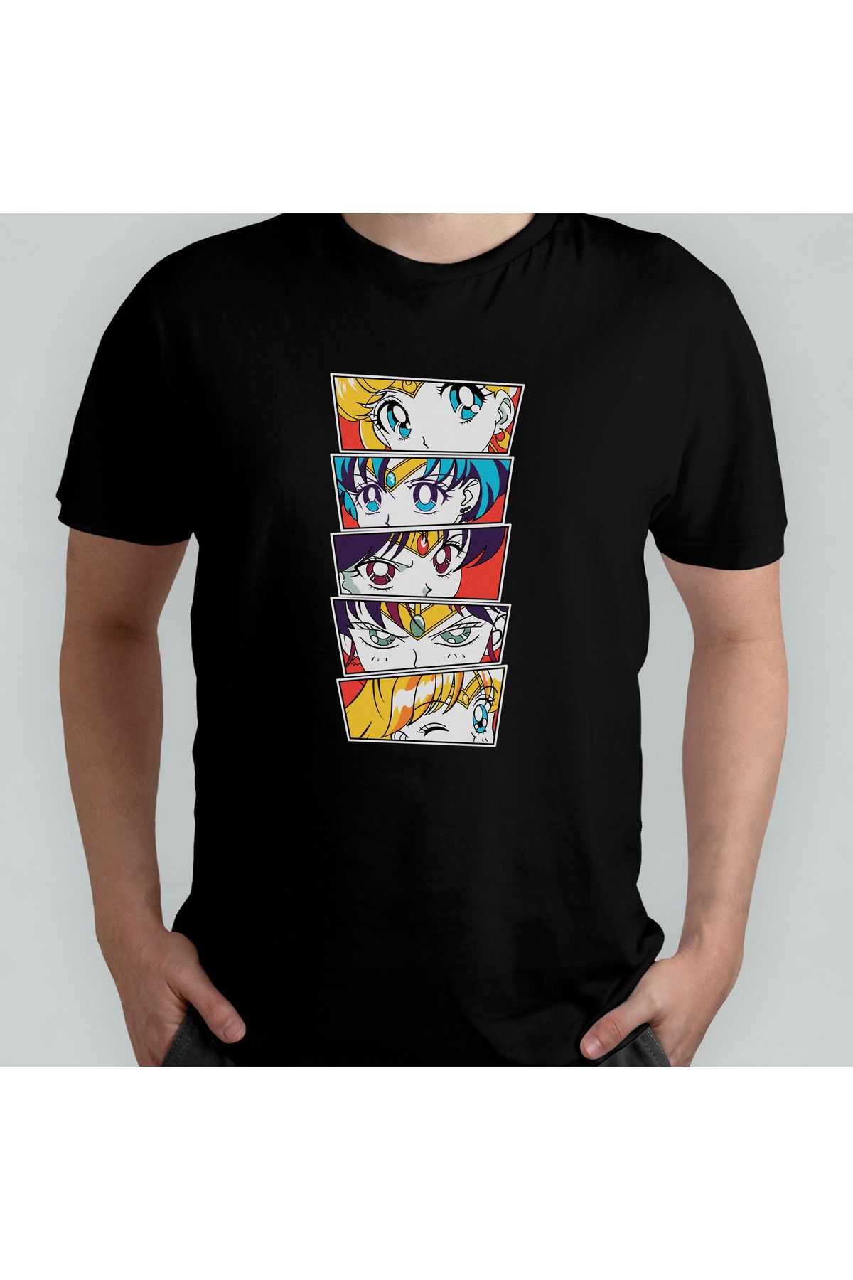 Pixxa Sailor Moon Ay Savaşçısı %100 Pamuklu Bisiklet Yaka T-Shirt Model 3