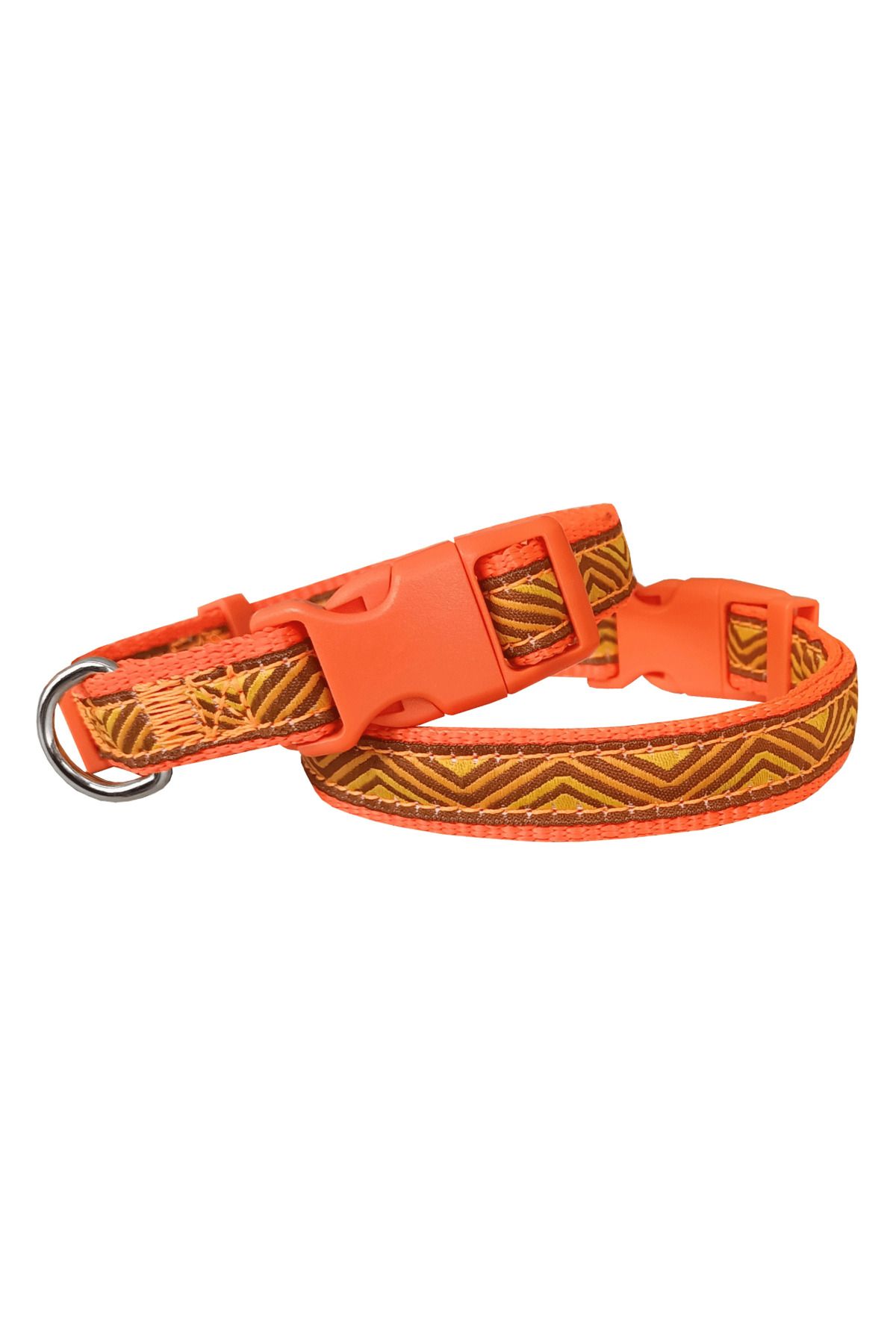 feifei Dalga Desenli Dokuma Köpek Boyun Tasması 1,5 Cm X 27-40 Cm Turuncu