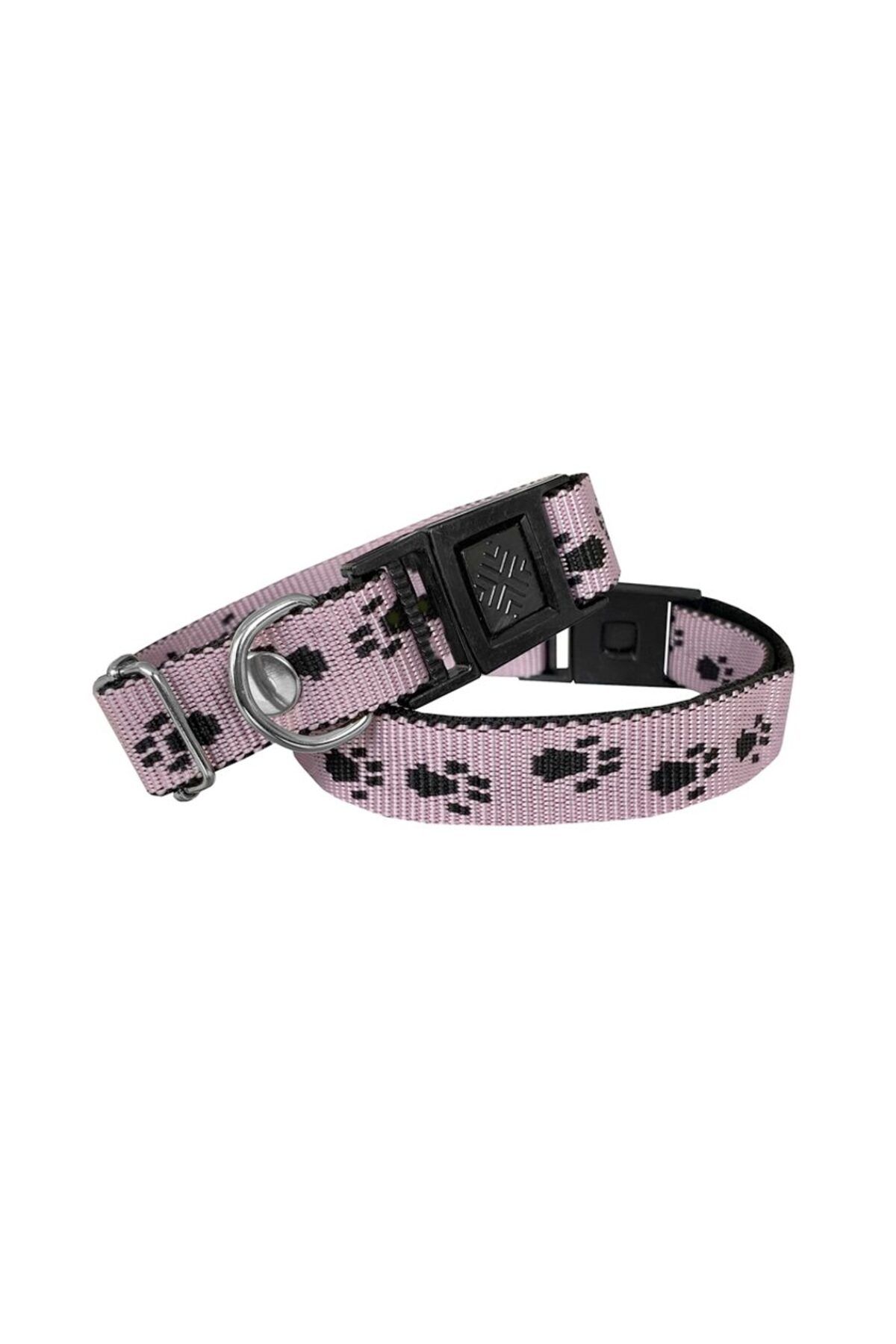 feifei Köpek Tasması Patili Dokuma 2 Cm - Min: 30 Cm - Max: 50 Cm Açık Pembe