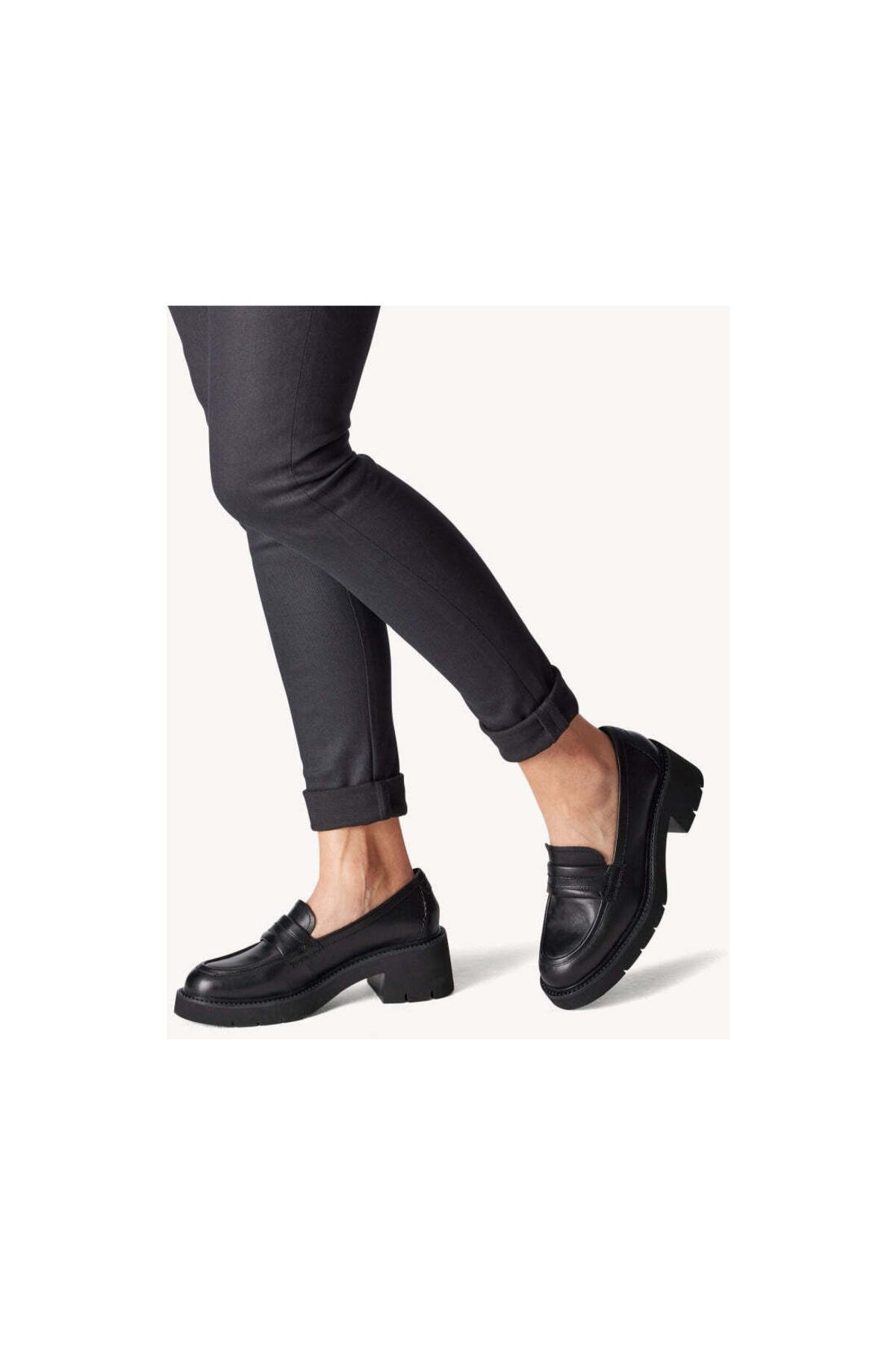 Tamaris-Black Loafers Womens Shoes 5