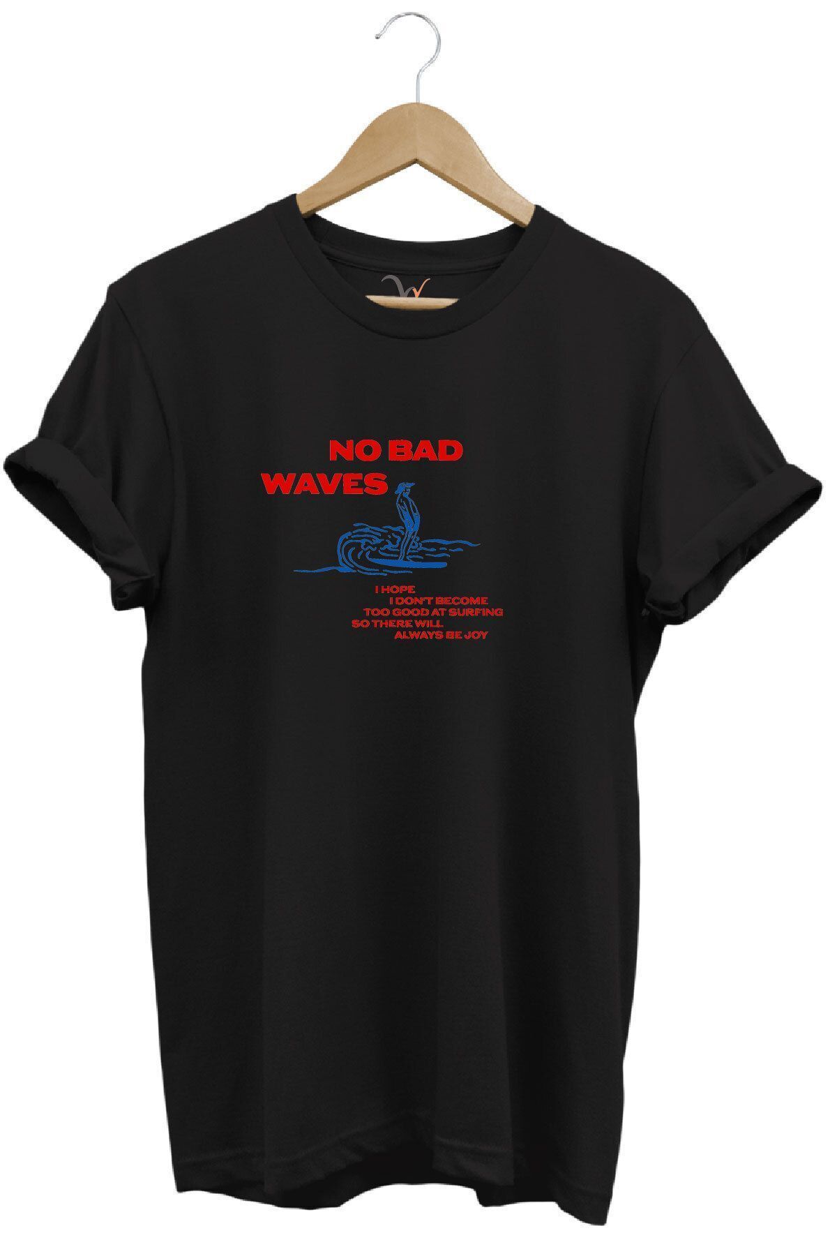 onsrawear Vintage Waves Dalga ve Yazı Baskılı Sörf Regular Fit %100 Pamuk T-Shirt