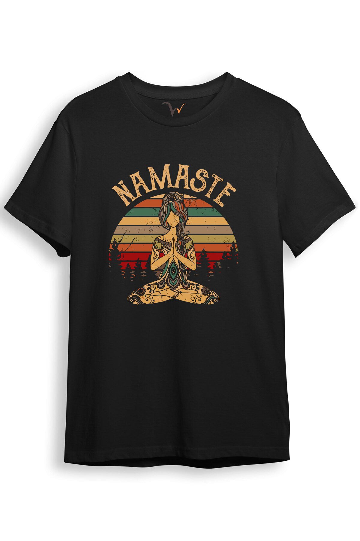 onsrawear Unisex Yoga Nameste Baskılı Şık Tasarımlı %100 Pamuk Bisiklet Yaka T-Shirt