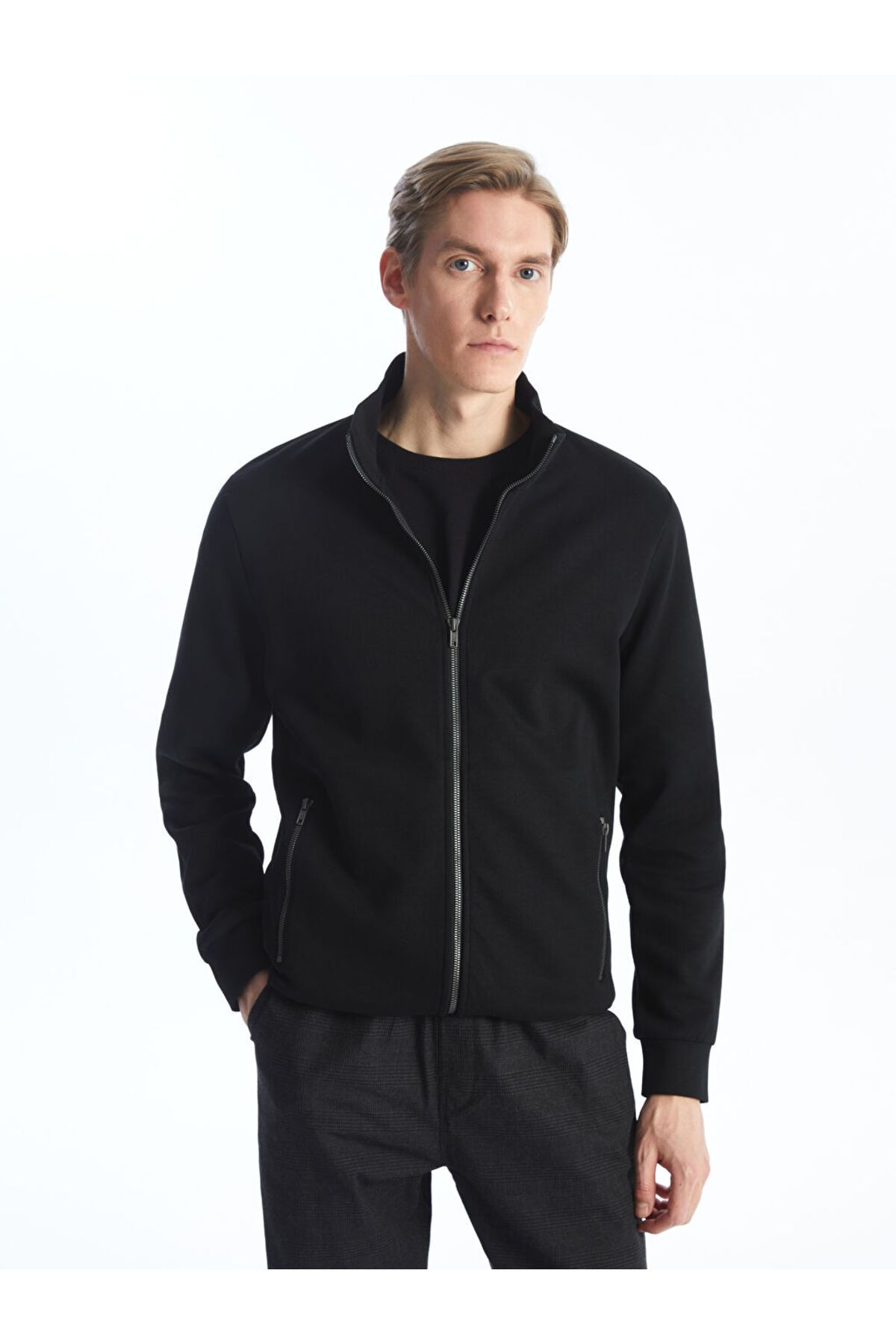 LC Waikiki Dik Yaka Uzun Kollu Erkek Fermuarlı Sweatshirt