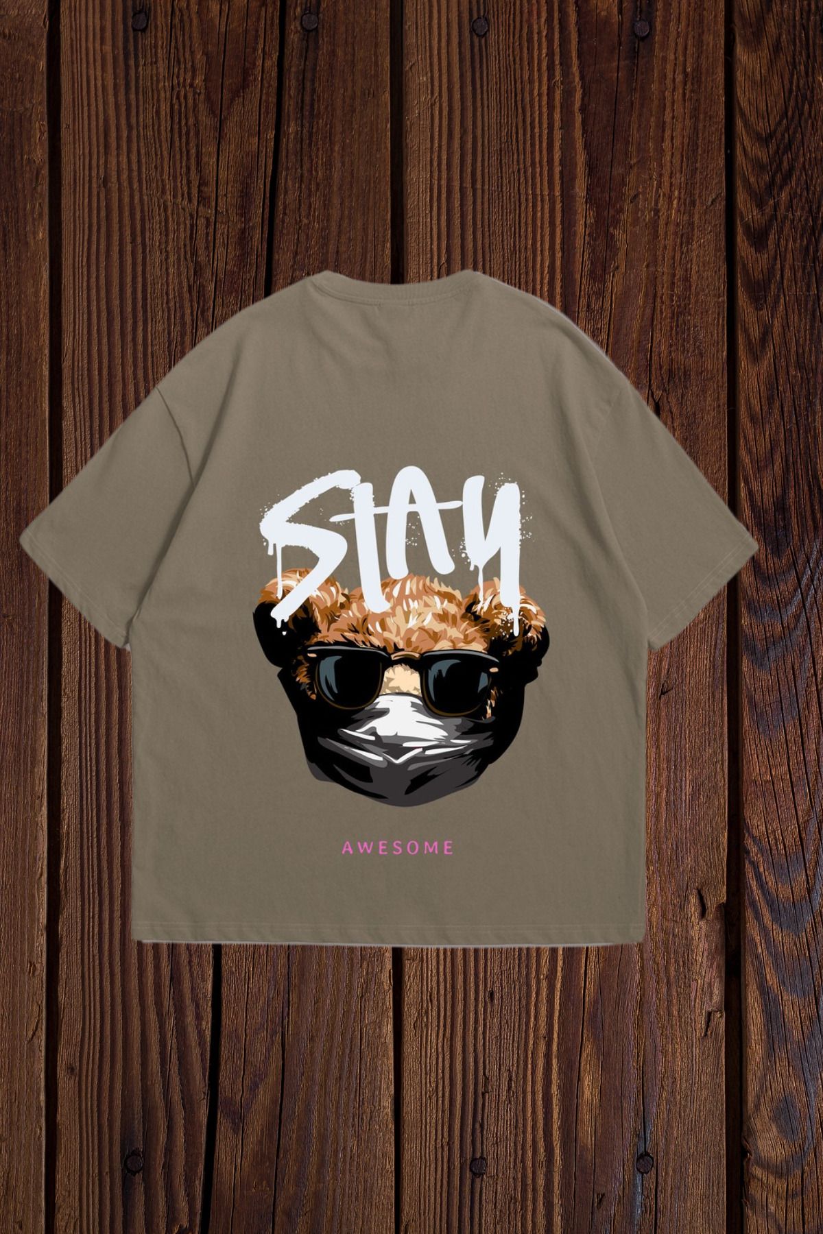 Wish BF Stay Awesome Baskılı Oversize T-shirt