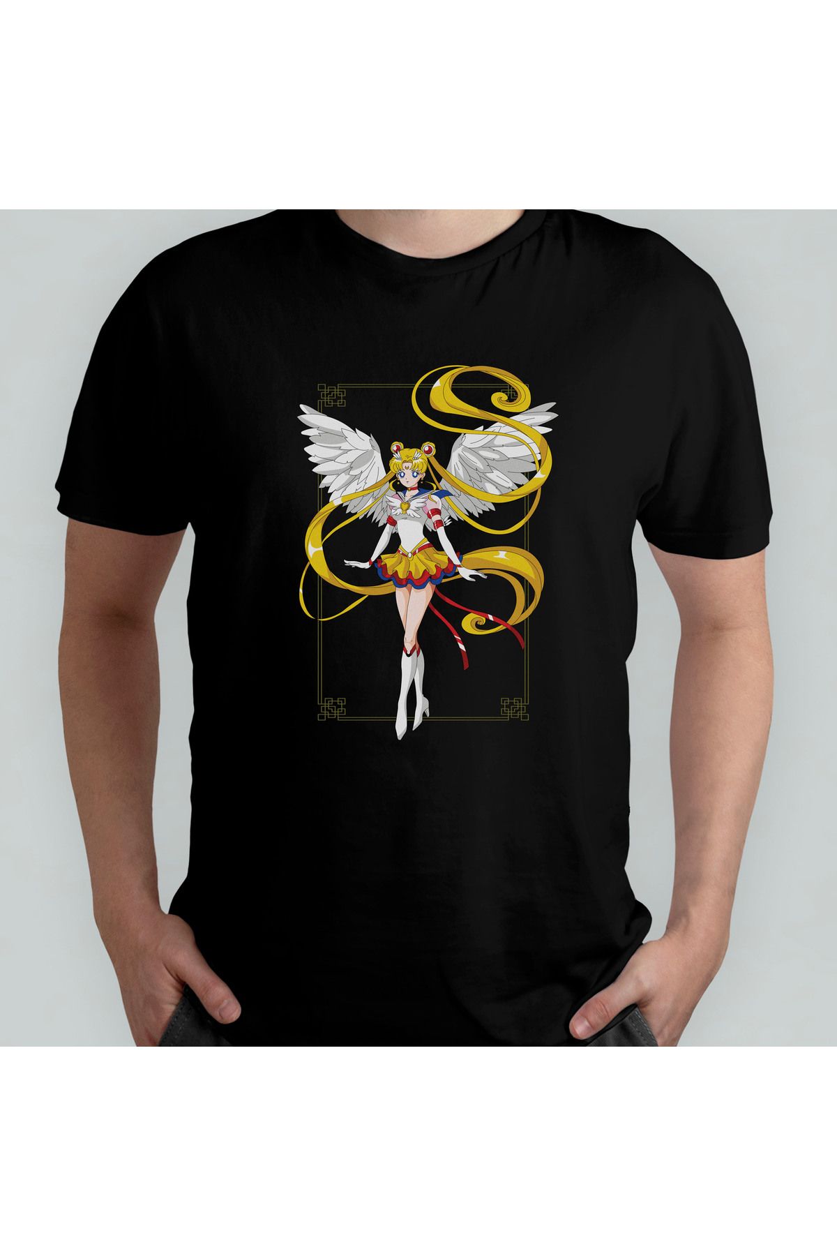 Pixxa Sailor Moon Ay Savaşçısı %100 Pamuklu Bisiklet Yaka T-Shirt Model 8