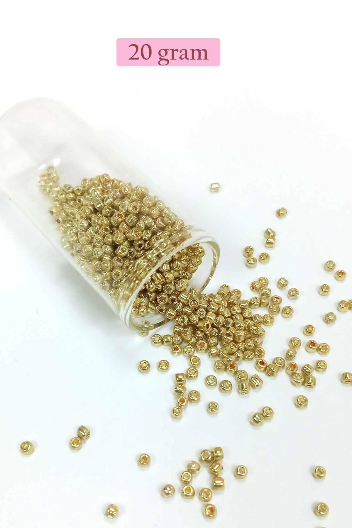 Kapamarka Dökme Cam Kum Boncuk (8/0) 3 mm - 20 Gram - Altın Rengi - BNC144