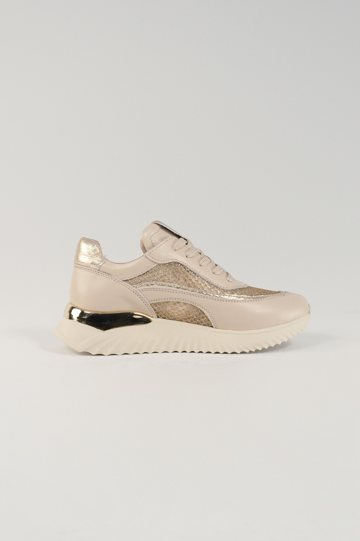 Velune Velune Eleonora Bej Yaldız Fileli Deri Kadın Sneakers, Hakiki Deri ...