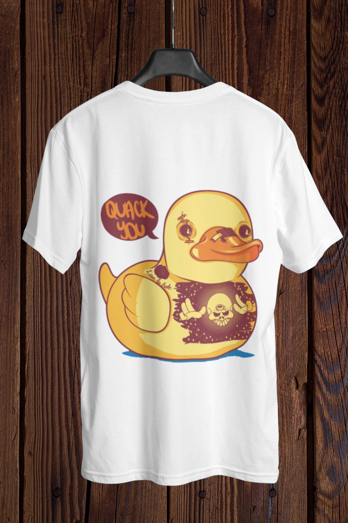 FECCY Pamuklu Quack You Baskılı Oversize T-shirt