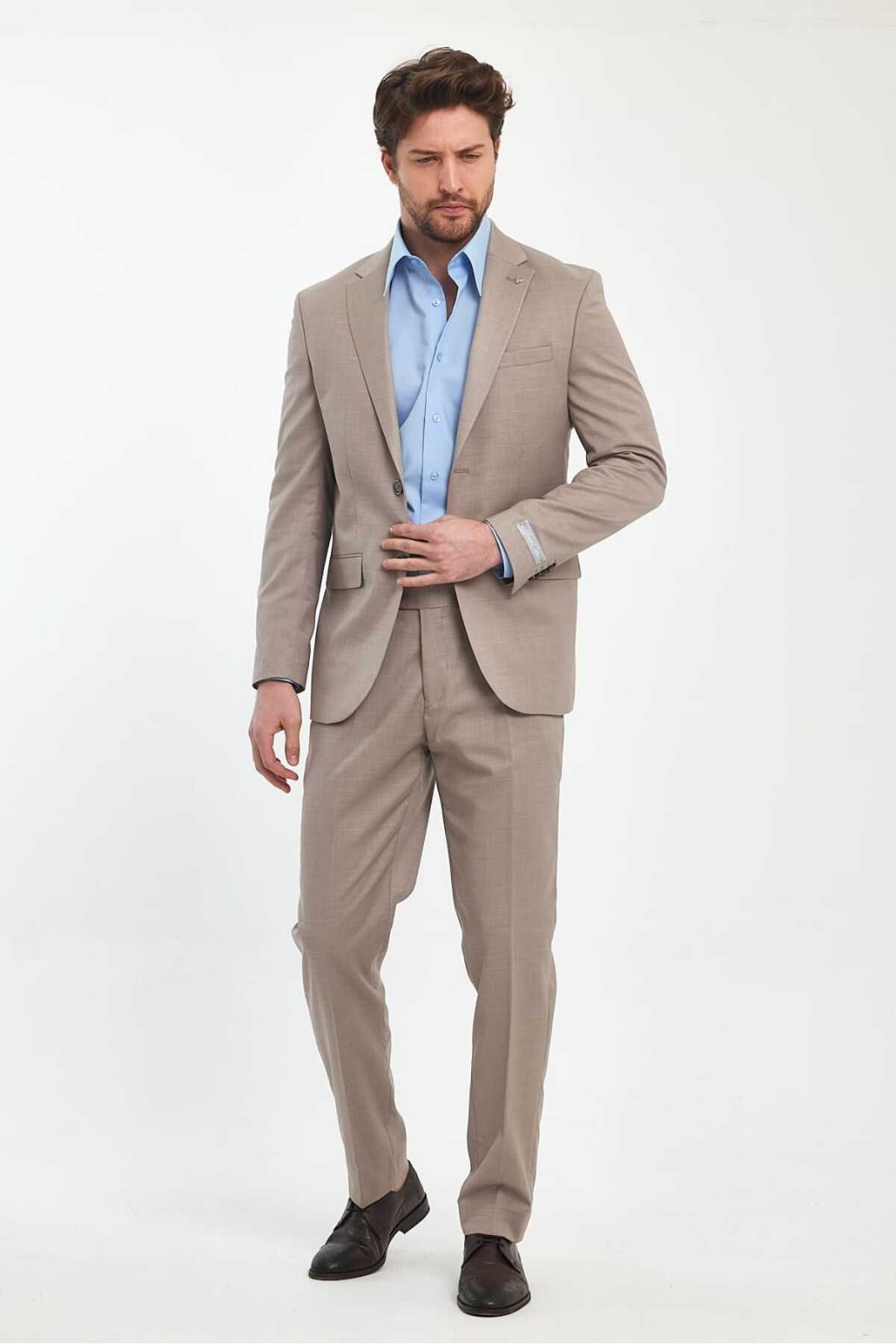 Savira-Men's Slimfit 2-Piece Set - Jacket and Pants Drop 6 Polyviscose Fabric 2