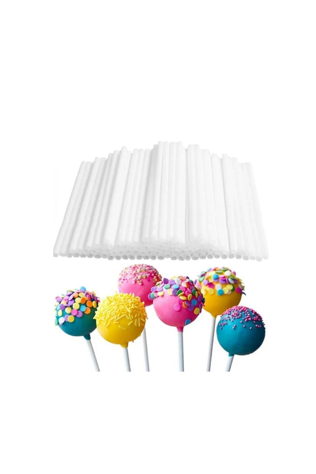 adin tasarım-Set of 100 Cakepops - Pop Cake Mini Cake with Lollipop Candy Stand and Cake Pops Lollipop Stick 3