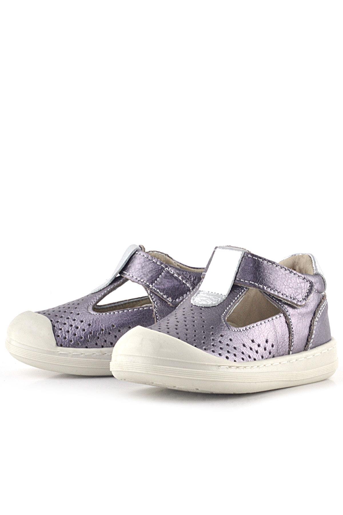 Rakerplus-Shaun Genuine Leather Platinum Velcro Anatomical Baby Girl Sandals 6