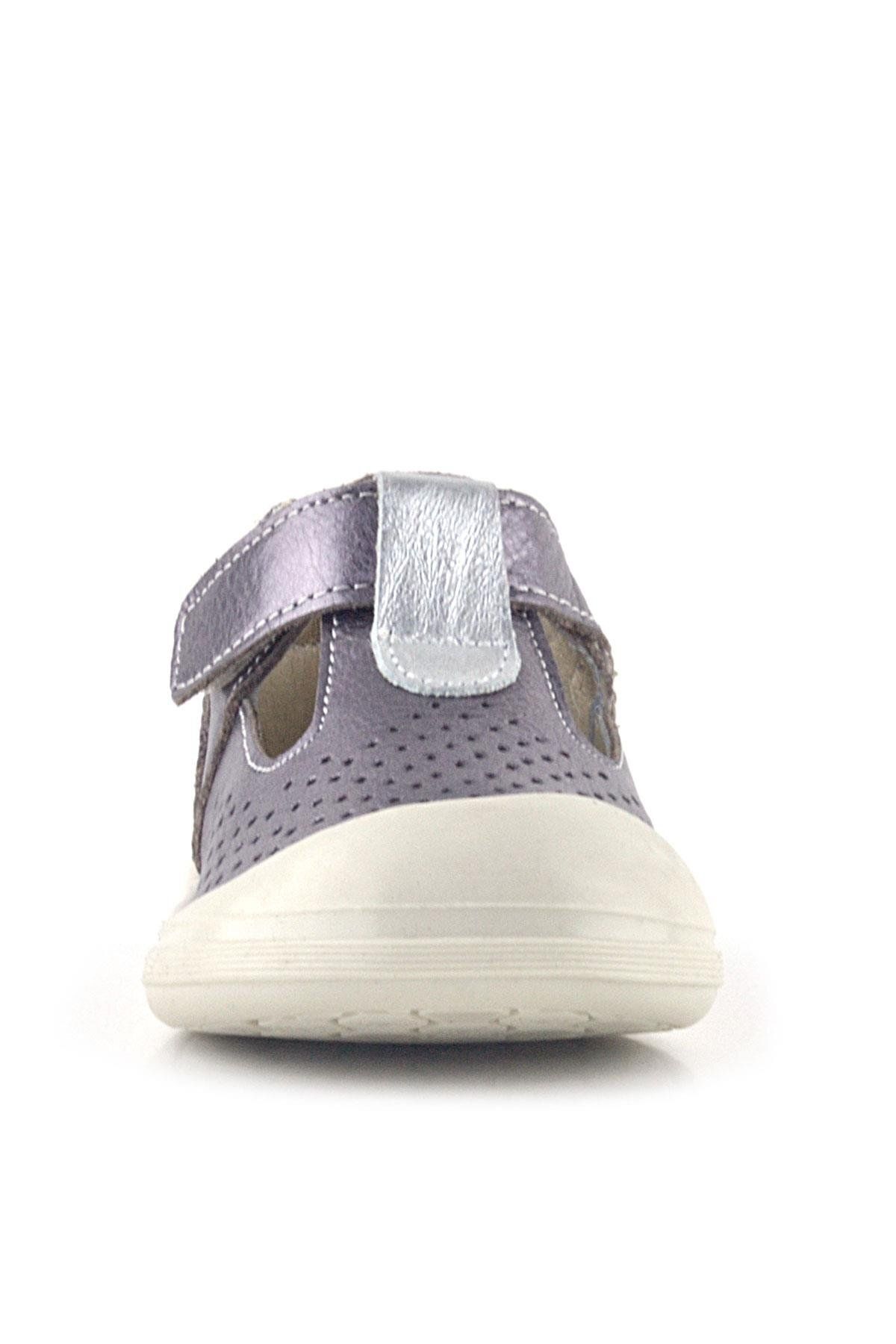Rakerplus-Shaun Genuine Leather Platinum Velcro Anatomical Baby Girl Sandals 4