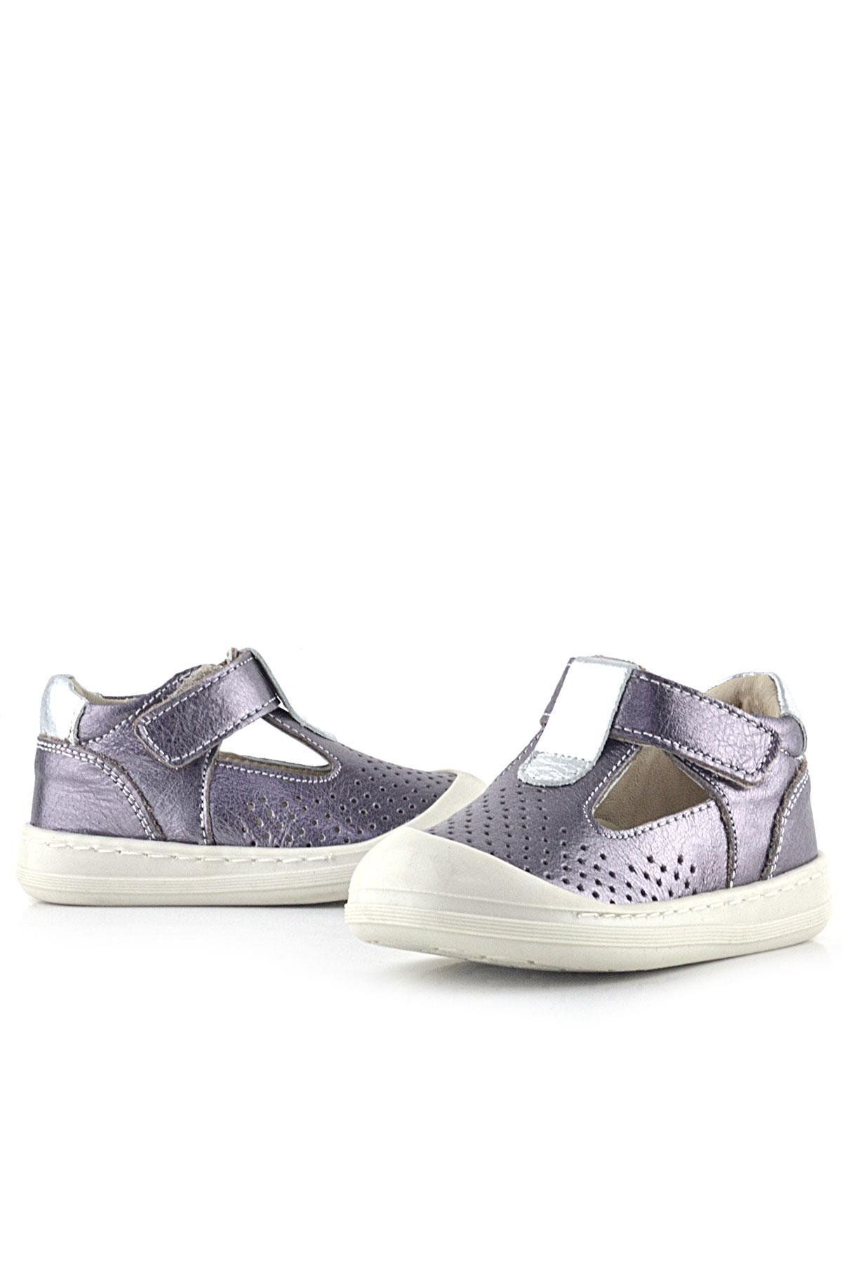Rakerplus-Shaun Genuine Leather Platinum Velcro Anatomical Baby Girl Sandals 8