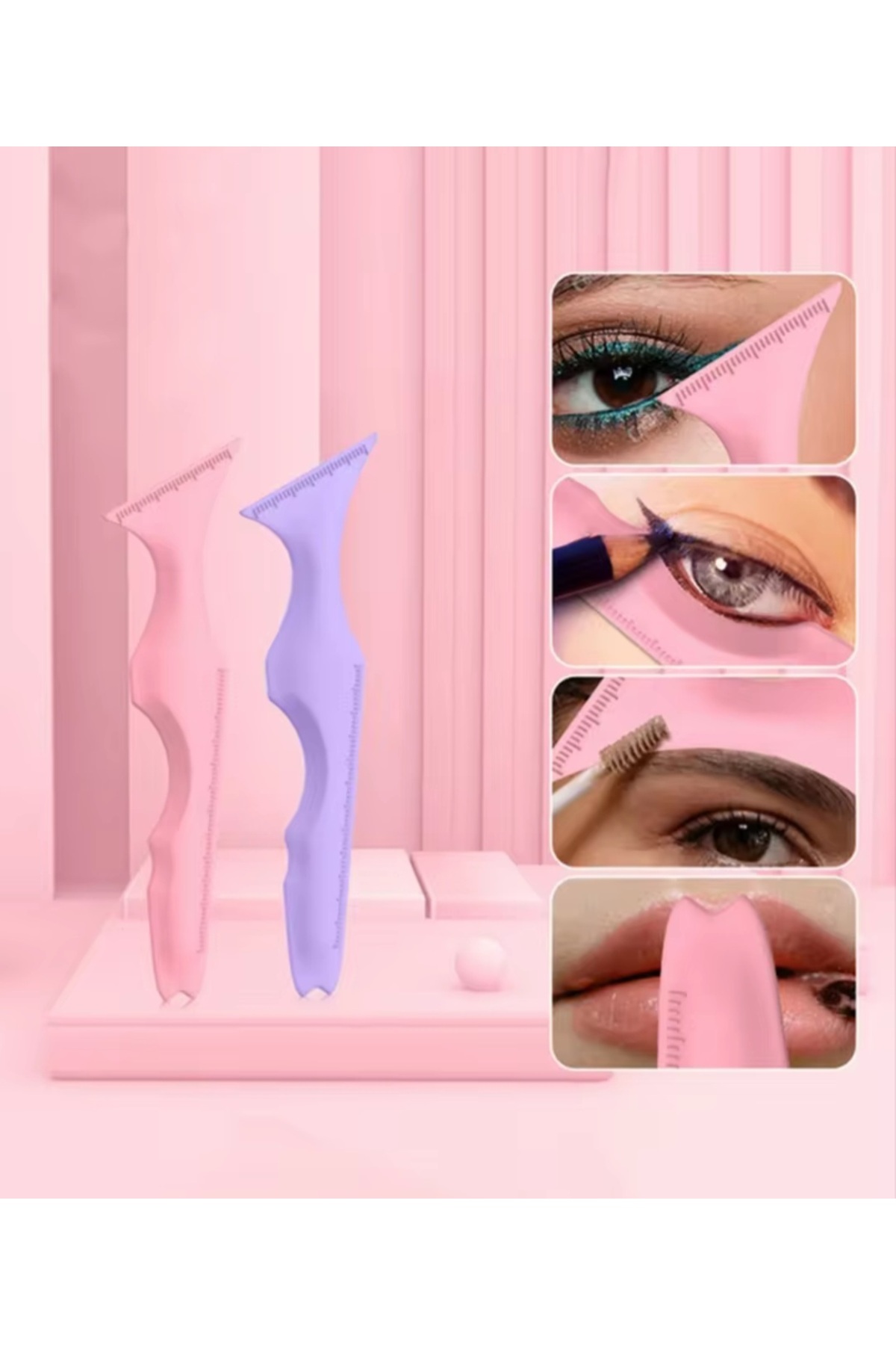 Beauty Box 1 Adet Kokusuz Silikon Göz Makyajı Allık Dudak Kaş Kirpik Şablonu Çok Fonksiyonlu Hızlı Kolay
