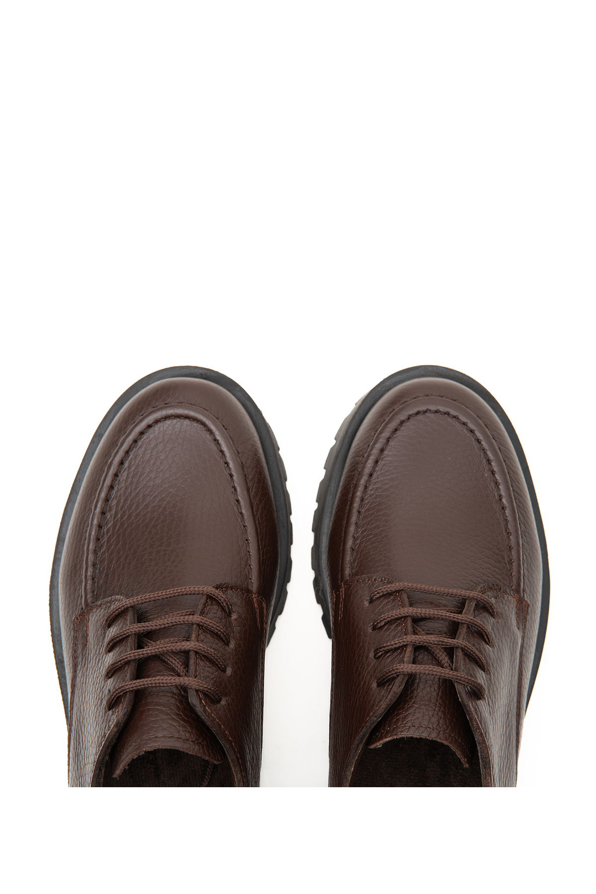 Grayfish Hakiki Deri Bağcıklı Kadın Loafer Ayakkabı Kalın Taban görsel 8