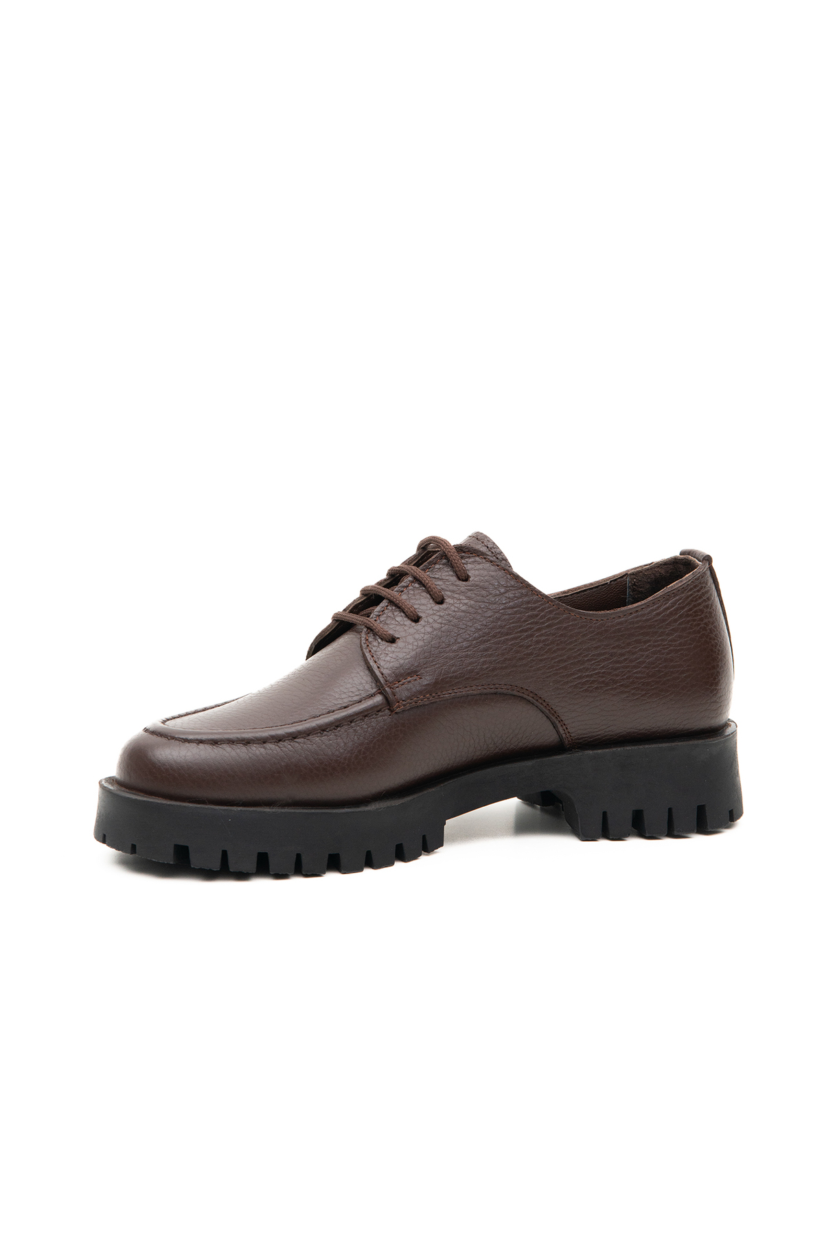 Grayfish Hakiki Deri Bağcıklı Kadın Loafer Ayakkabı Kalın Taban görsel 5