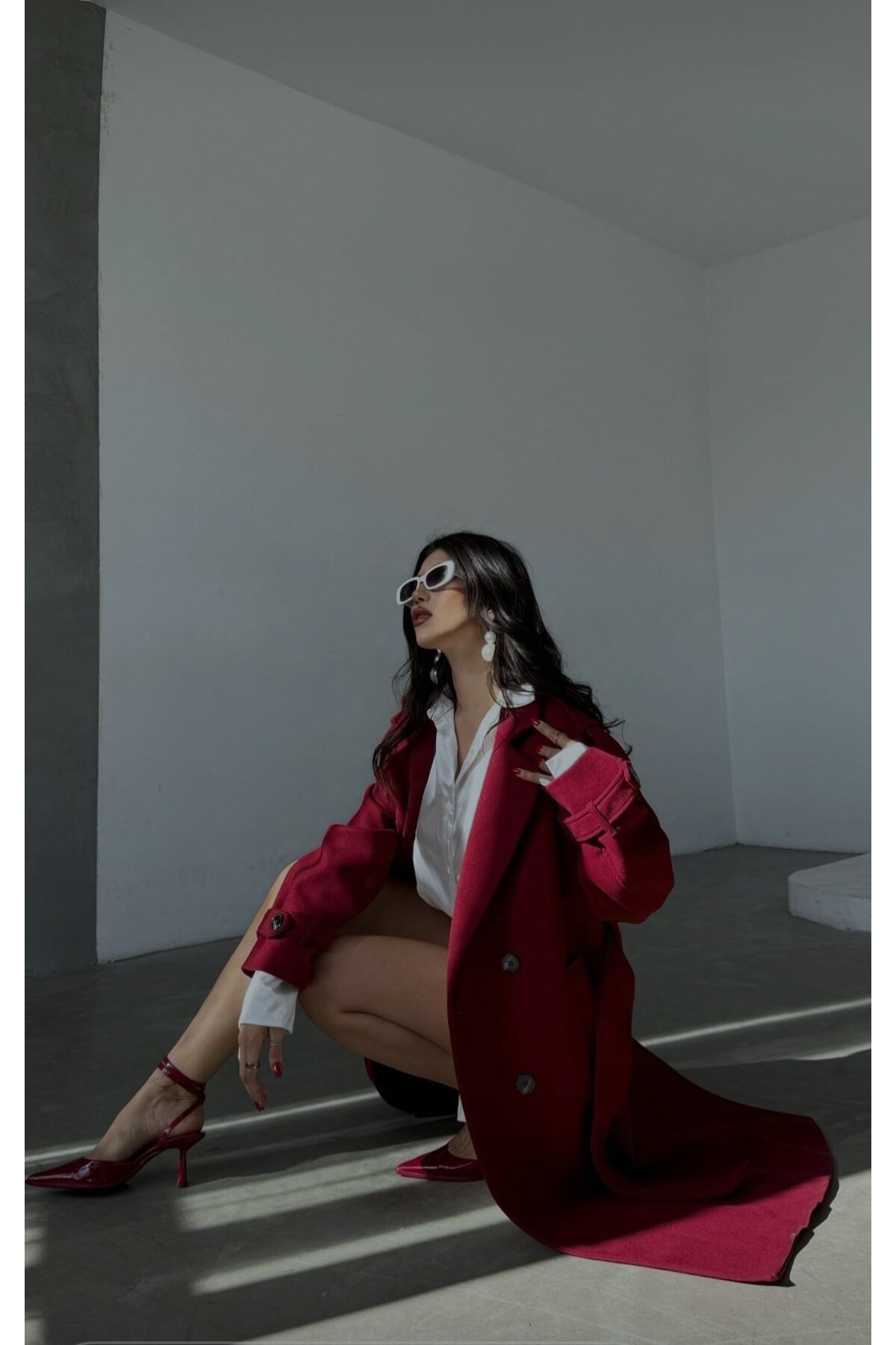 ARL MODA KADIN KIŞLIK BELDEN KUŞAKLI KAŞE KABAN görsel 6