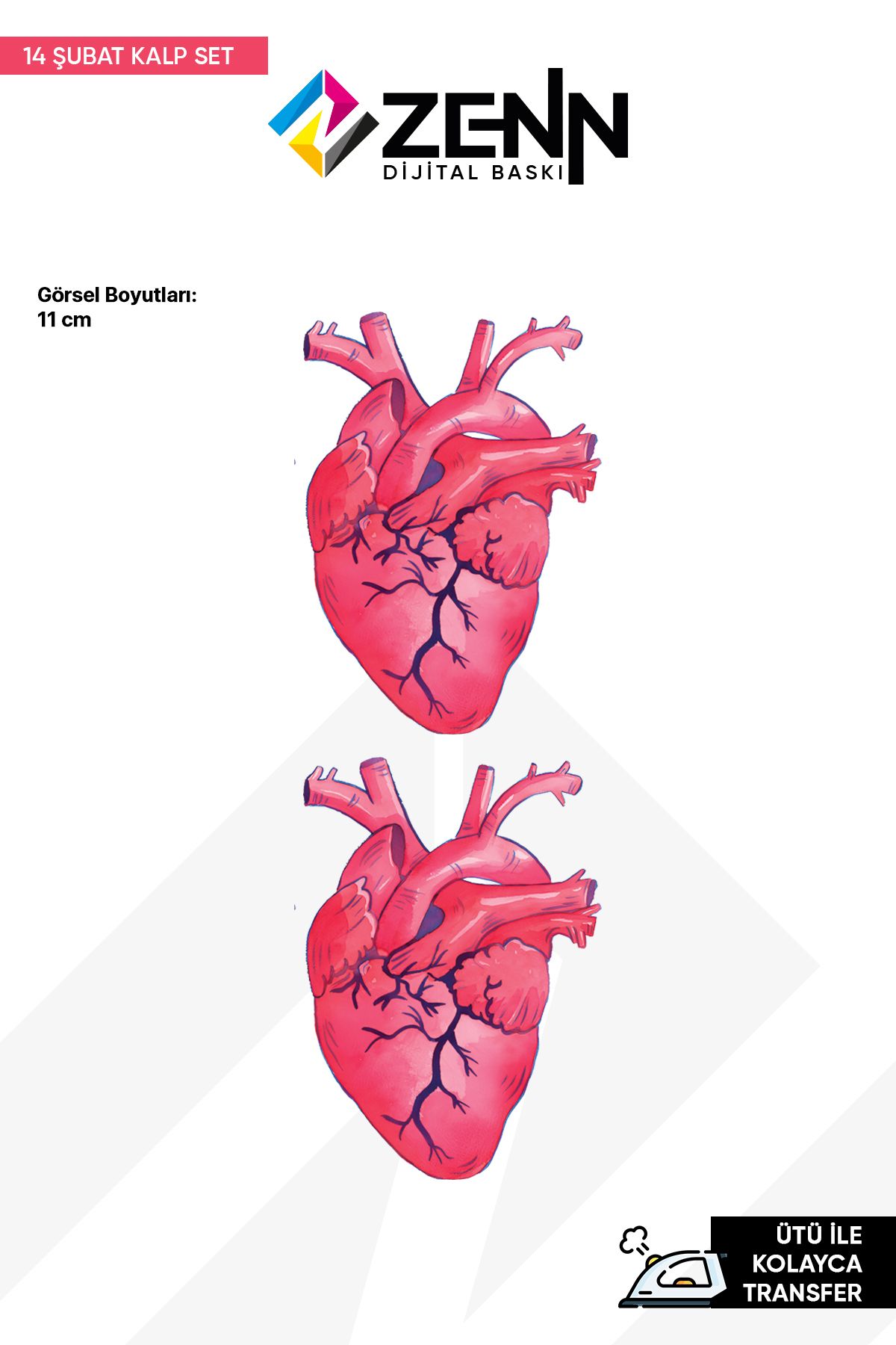 zenn dijital 14 Şubat Sevgililer Günü Kalpler Set Ütü İle Yapışan Dtf Baskı