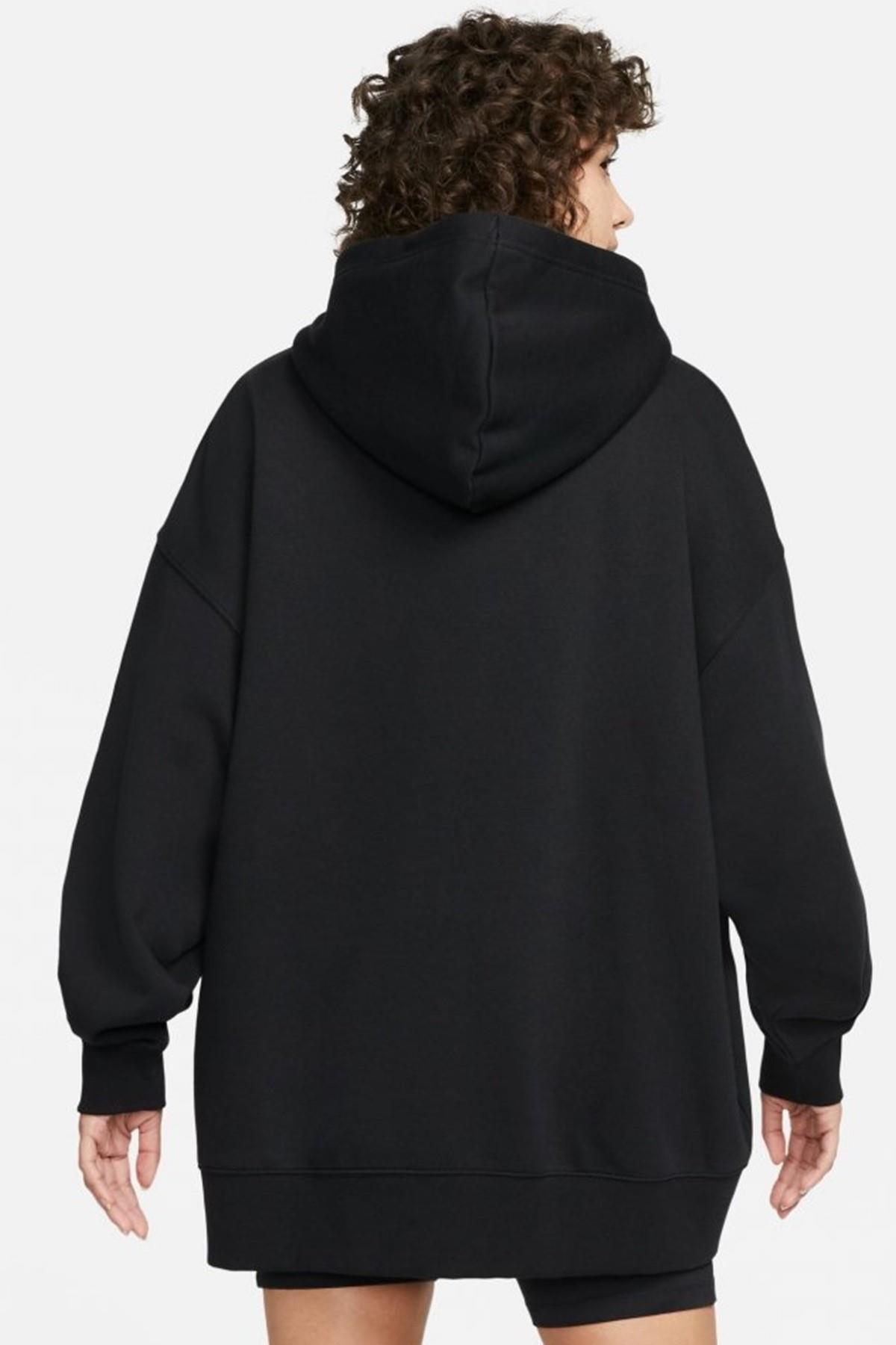 Nike Sportswear Essentials Oversize Fleece Full Zip Hoodie Kadın Geniş Kalıp Kapüşonlu Sweatshirt Si görsel 2