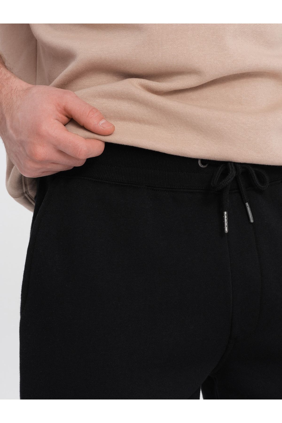 OMBRE-Men's sweatpants with stitching and zipper on leg - black V1 OM-PASK-0147 XXL 5