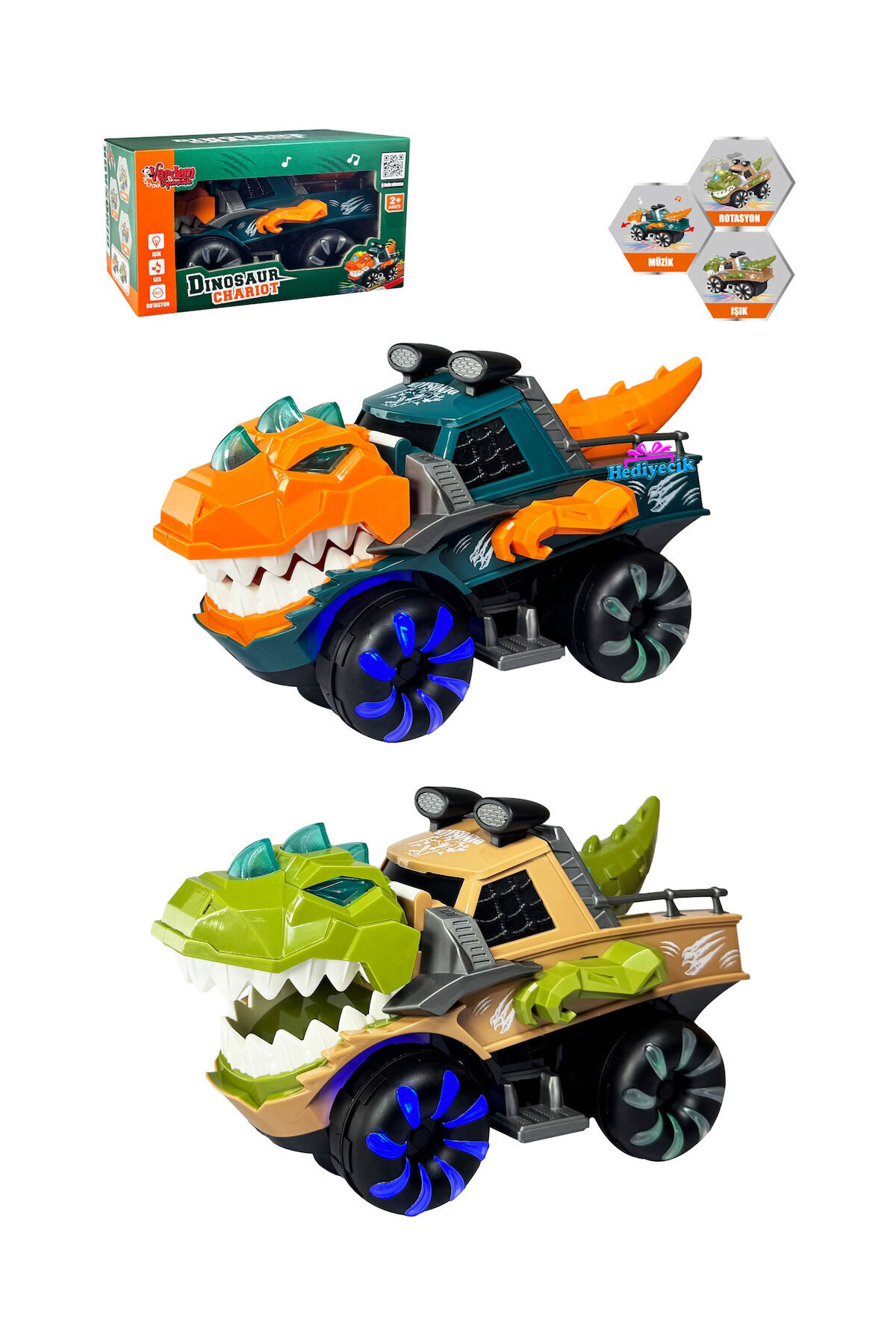 hediyecik Oyuncak Dinozor Kamyonu Işıklı, Sesli Hareketli 24 cm