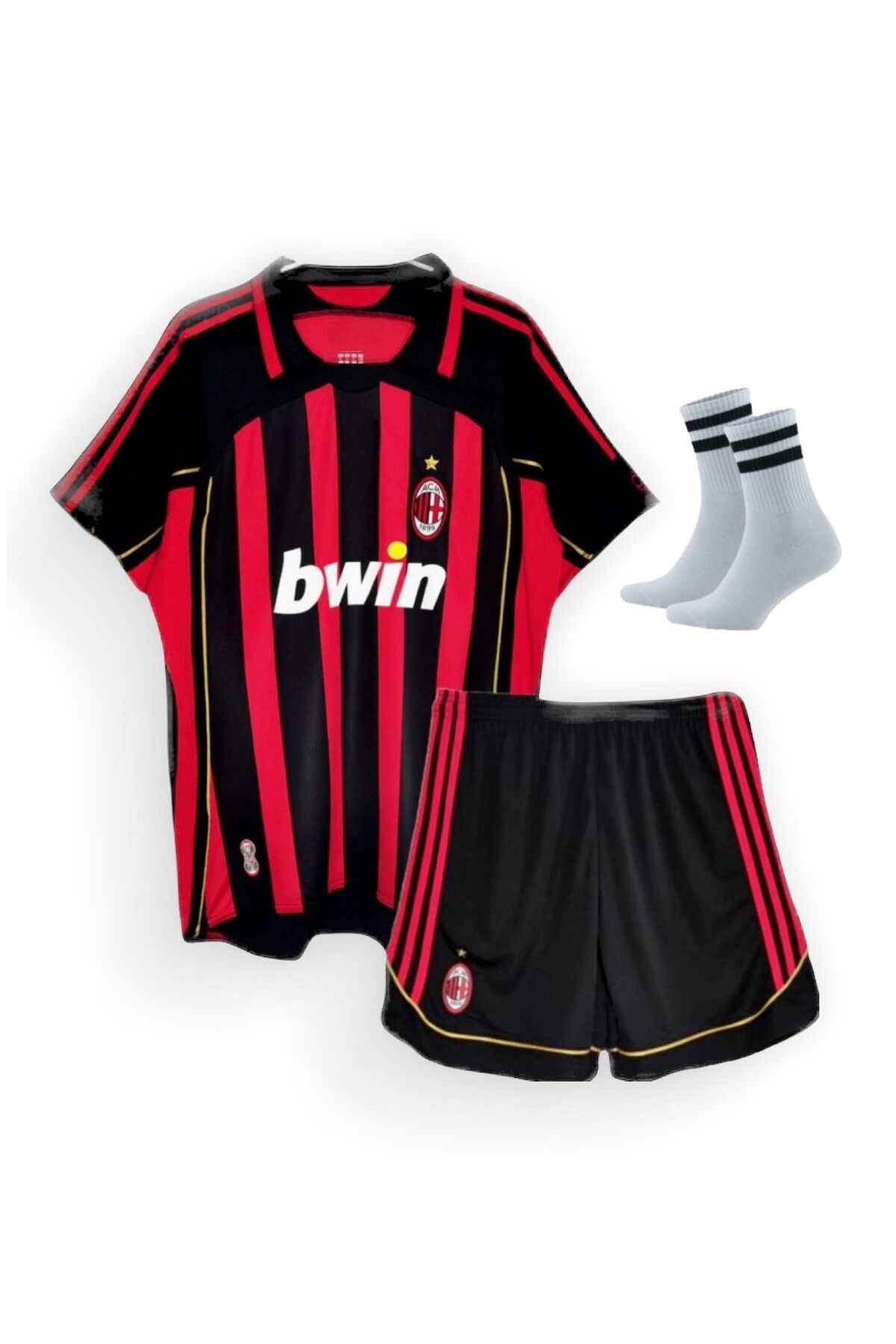 ZİLONG Ac Milan Kaka 22 Numara Retro Çocuk Futbol Forması Forma + Şort + Çorap+ 3 Parça