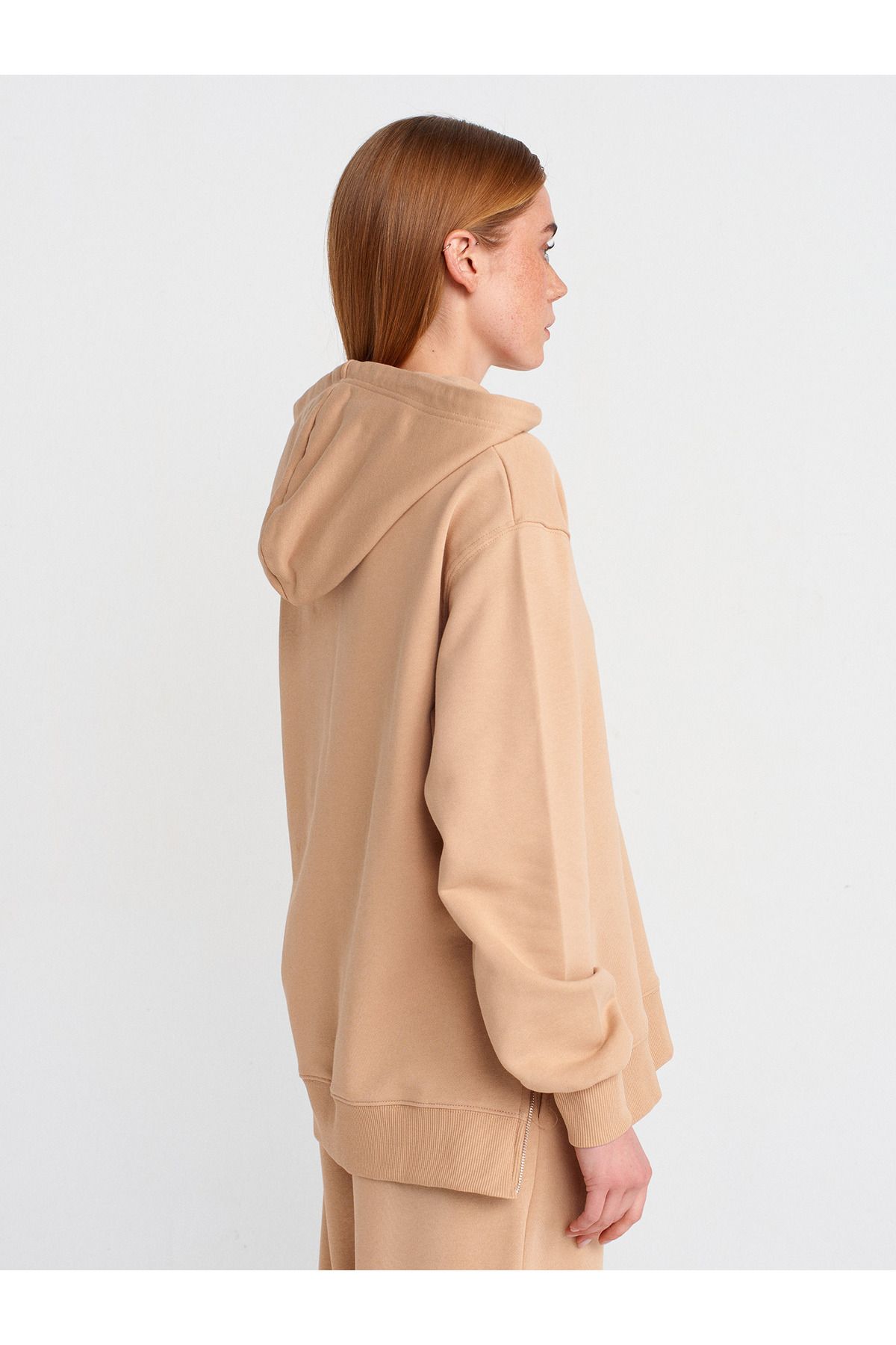 Dilvin-40401 Model - Sweat-Camel Color Side Zip 2