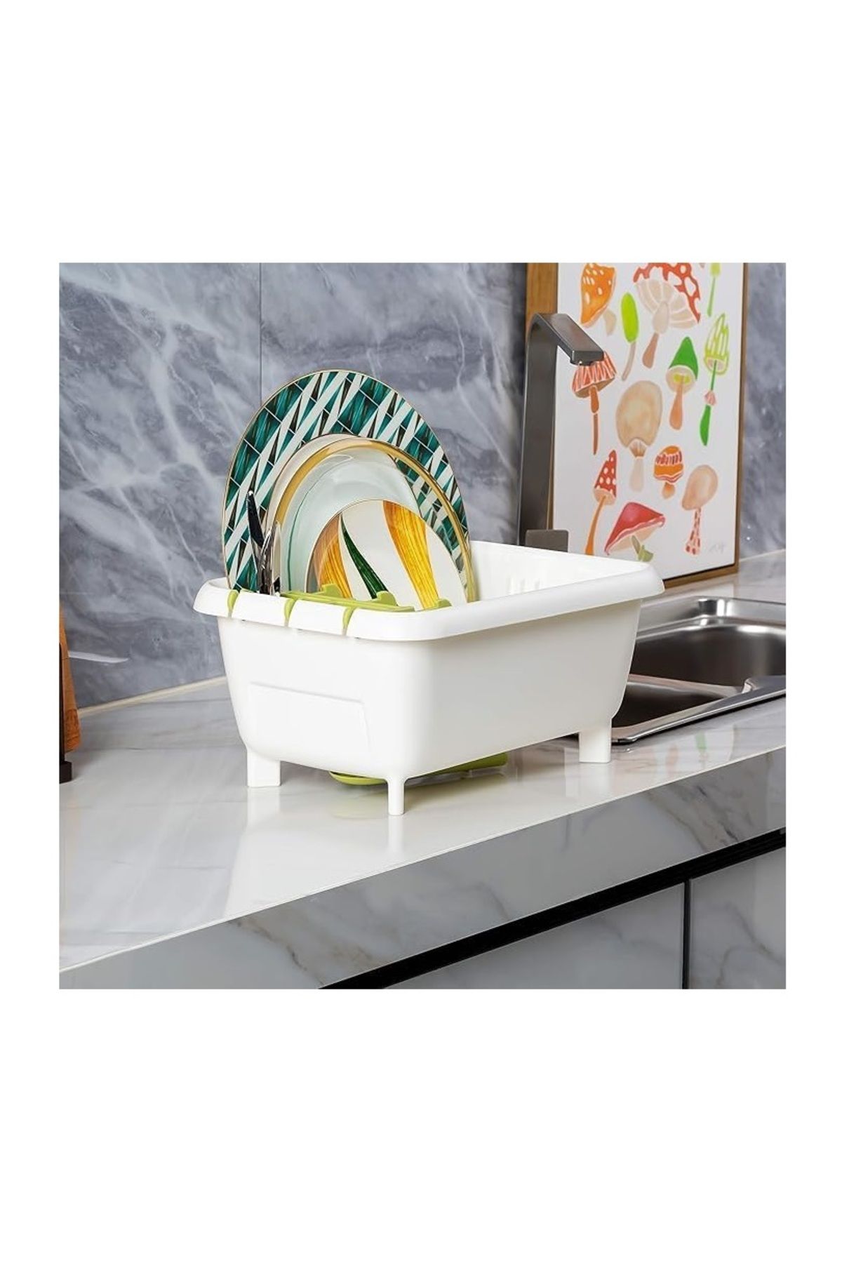 mastergold-Dish Drying Rack and Cutlery with Drain Hole | Fruit and Vegetable Washing Sink | Sink Organizer 8