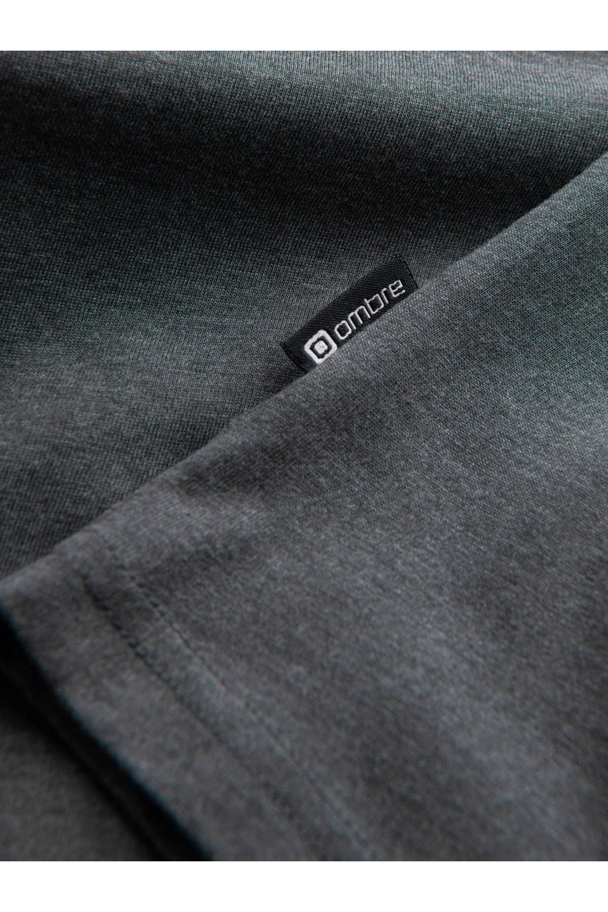 OMBRE-Ανδρικό t-shirt με στρογγυλή λαιμόκοψη henley - σκούρο γκρι V6 OM-TSCT-0155 L 5