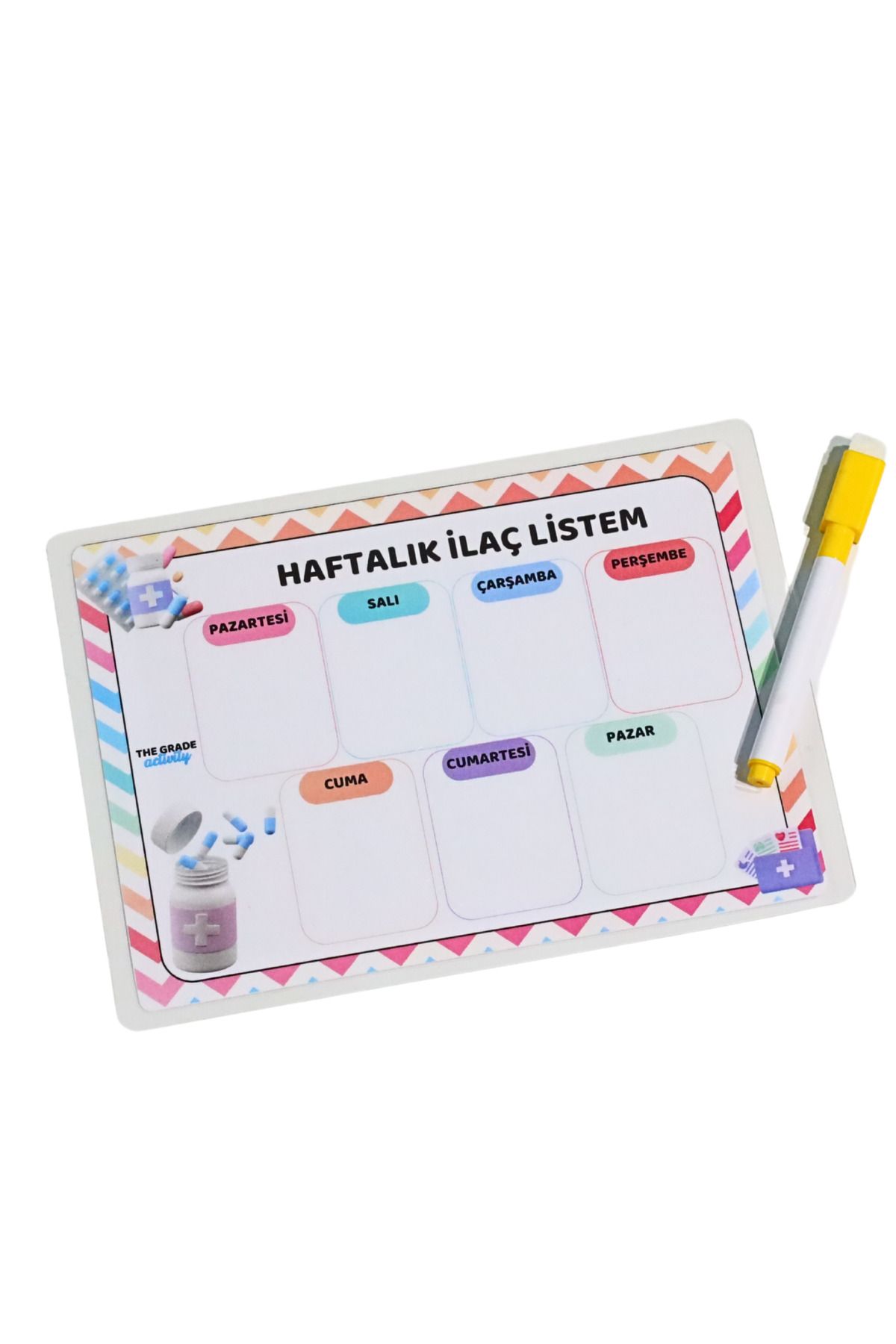 The Grade-Summer-Sil Note Holder with Magnet - 21X15 Weekly Medicine List 5