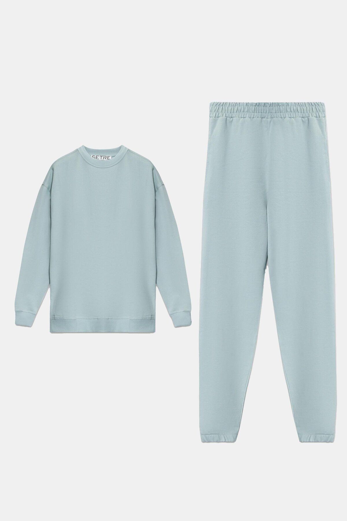 Setre-Light Blue Crew Neck Long Sleeve Sweat and Sweatpants Set 1