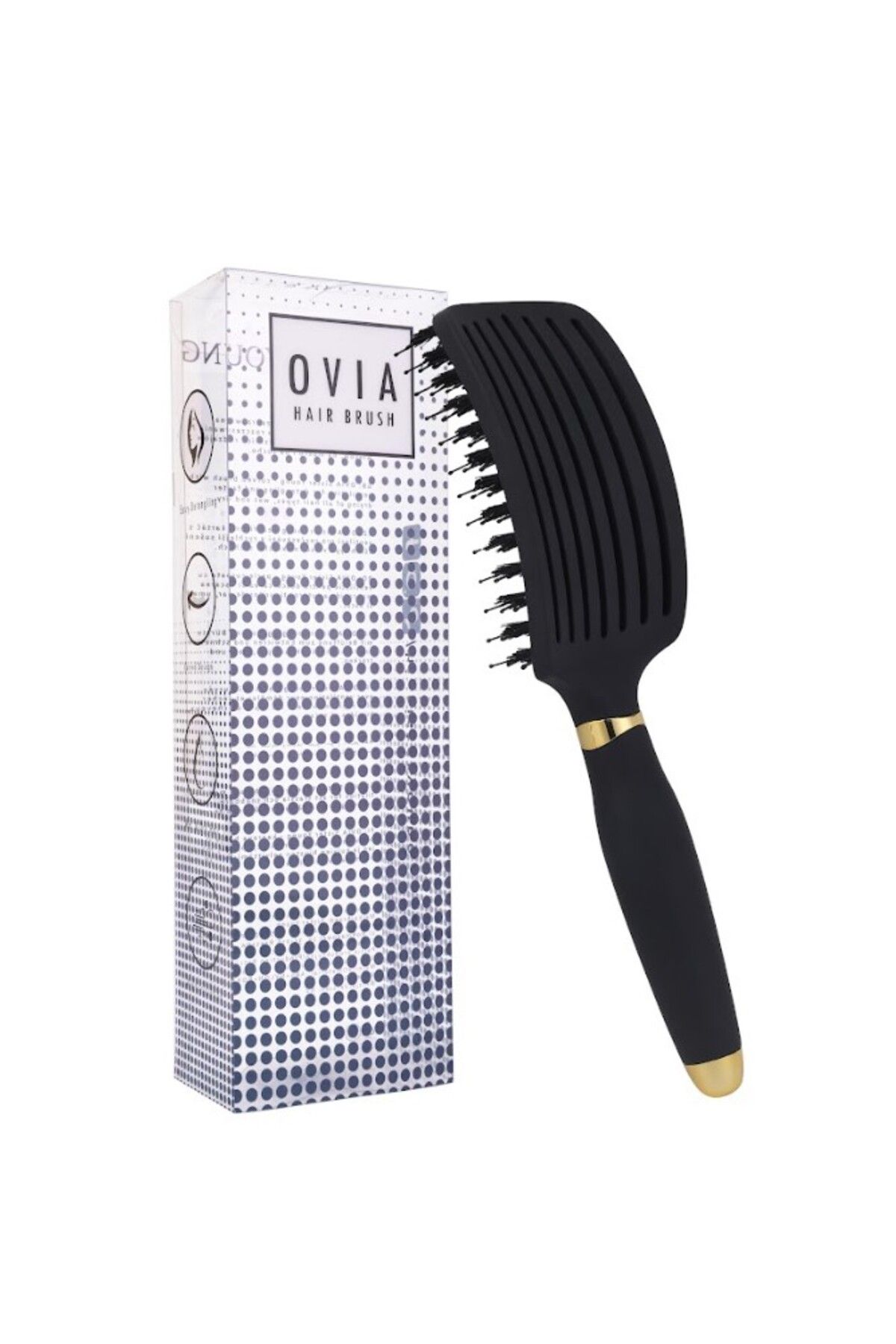 SISTER YOUNG-OVIA BLACK BV - Ventilated Natural Boar Bristle Hair Brush, Black 2