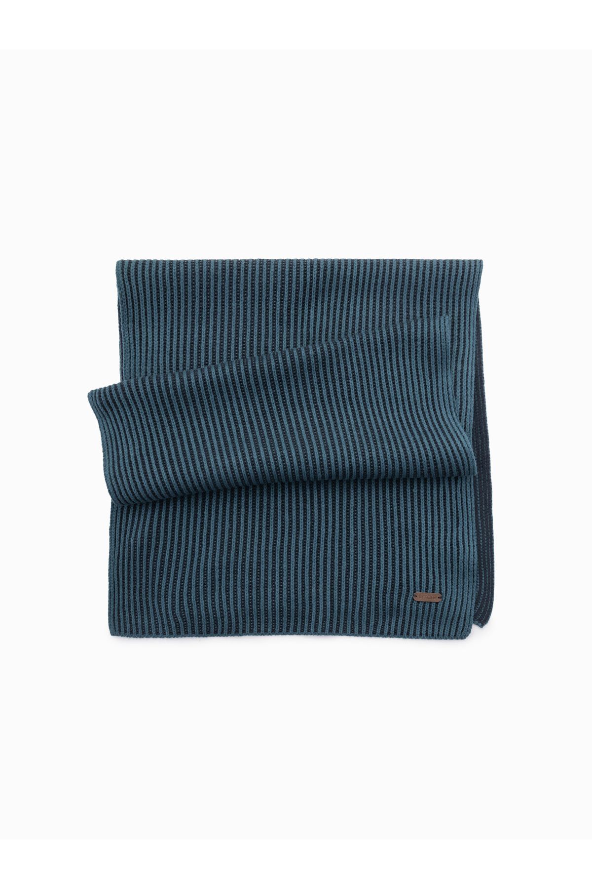 OMBRE-Gestrickter zweifarbig gestreifter Herrenschal - Marineblau und Meeresblau V2 OM-ACSF-0114 3