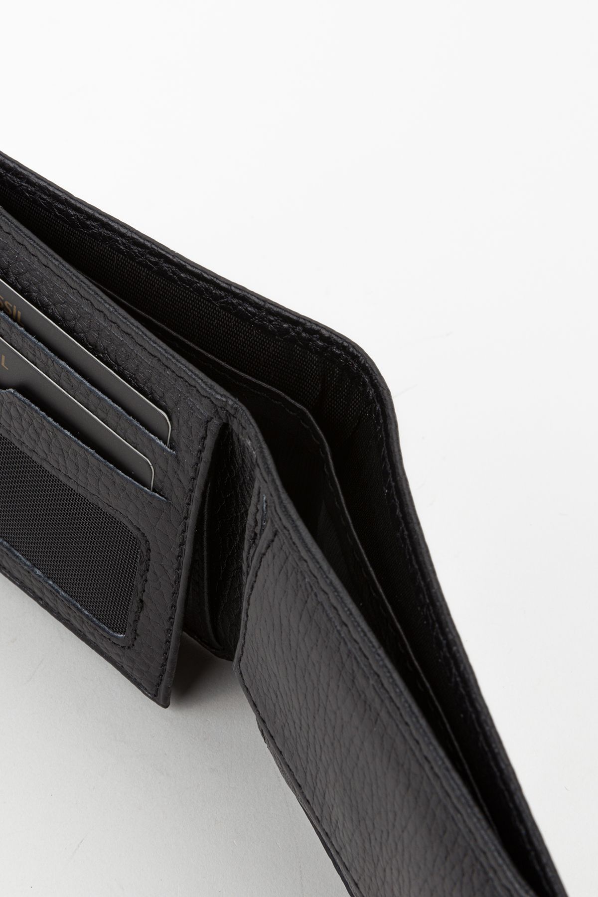 Fossil-Boxed Genuine Leather Horizontal Black Small Size Men's Hand Portfolio Wallet 3