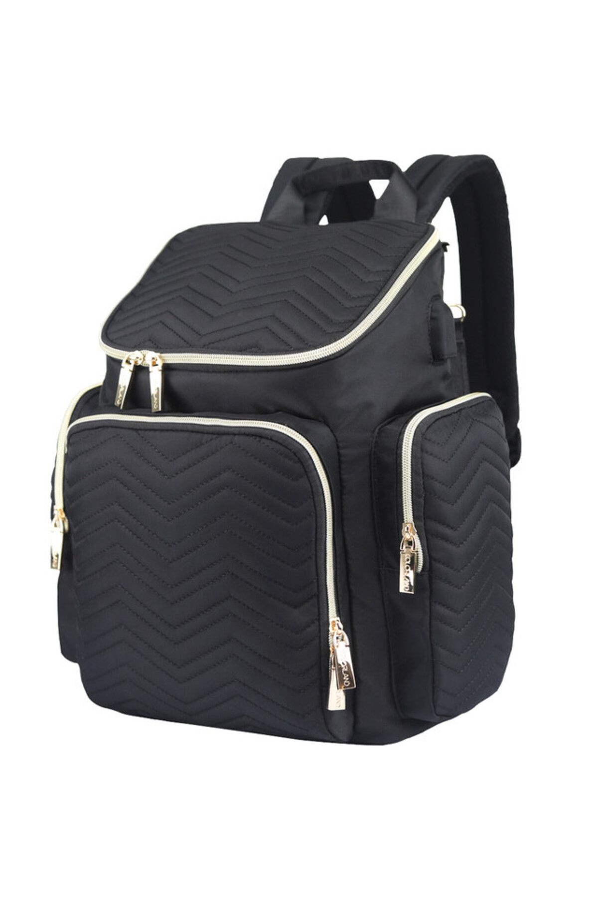 Little Story-Georgia Diaper Bag wt Changing Pad & Stroller Hooks - Black 1