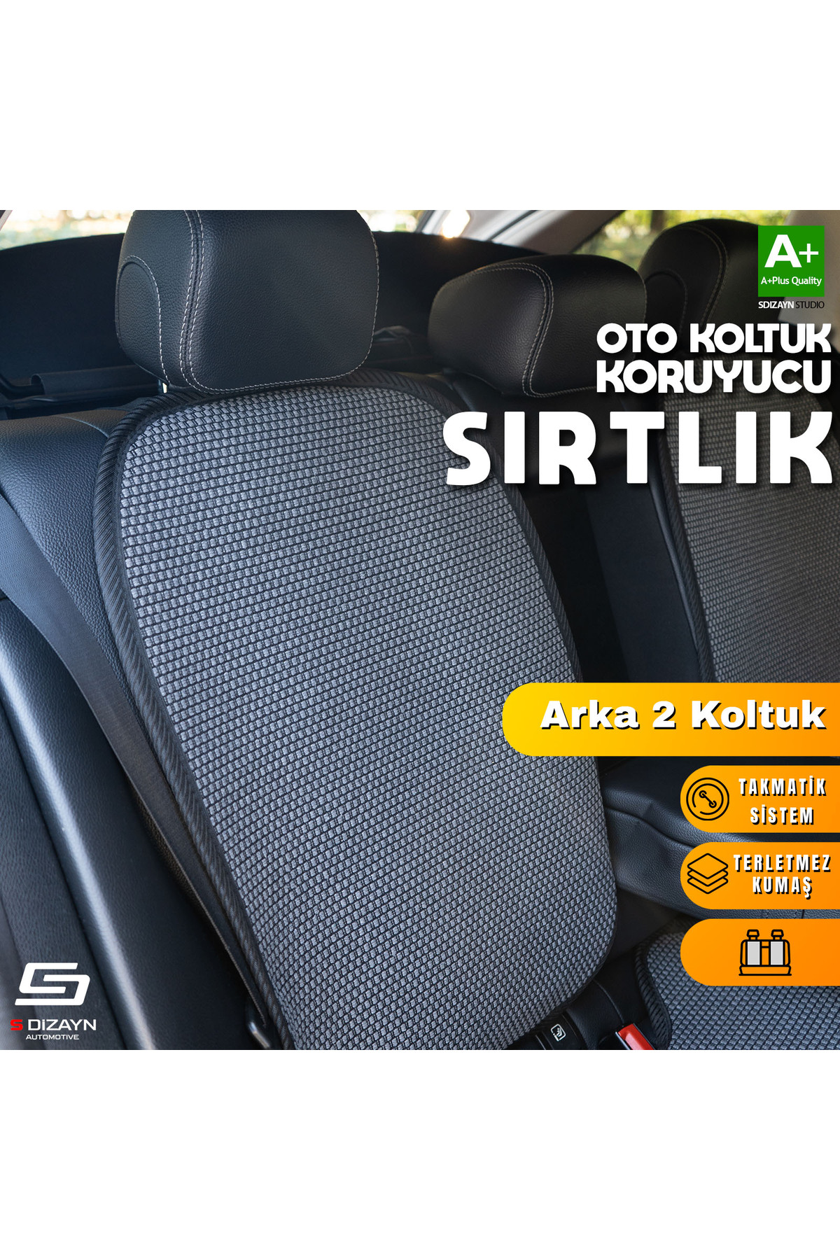 S Dizayn Oto Arka Koltuk Sırt Koruyucu Kılıf Füme Universal 2 Parça A+ Kalite TOK-AKS-FM fotoğrafı 2 (önizleme)